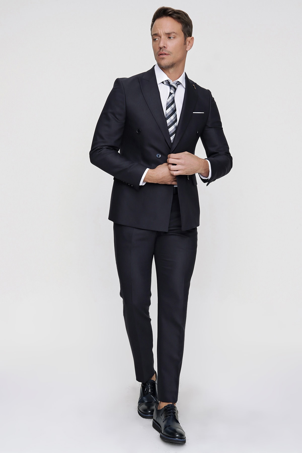 Morven Erkek Perotta Kruvaze Takım Elbise Lacivert