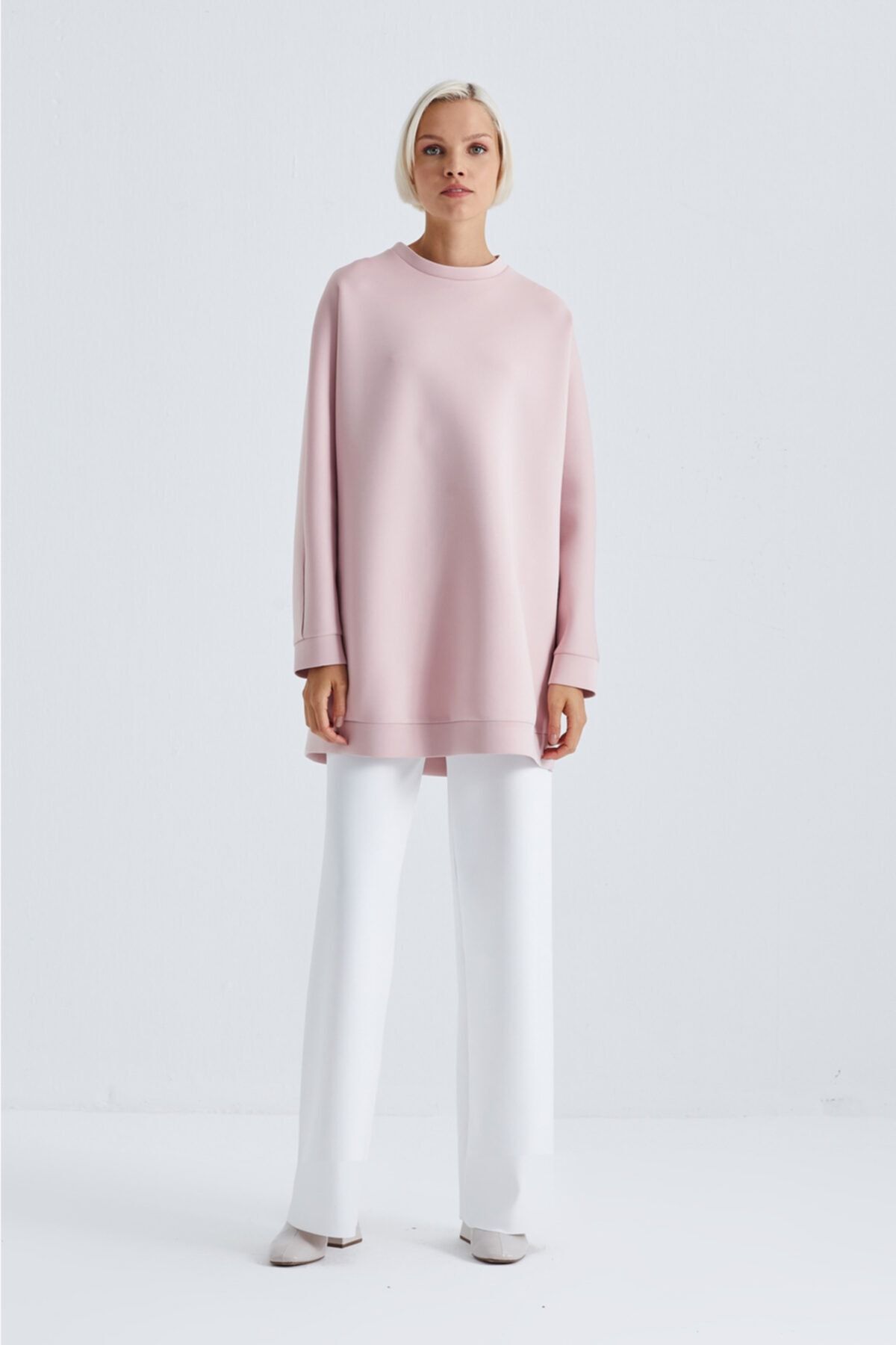 TERZİ DÜKKANI Scuba Puf Pudra Sweatshirt