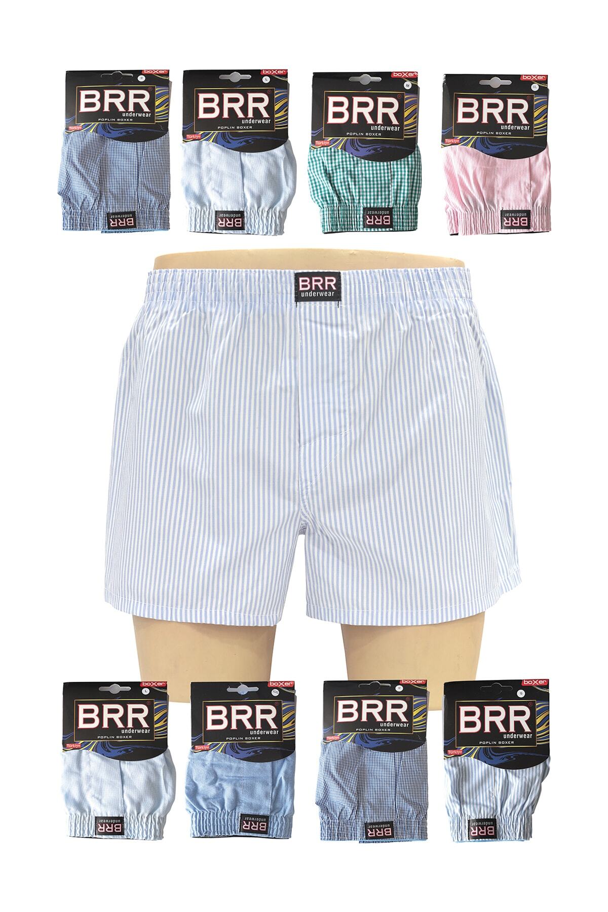 BRR İç Giyim Karışık Renk 9’lu Paket %100 Pamuklu Poplin Boxer Şort