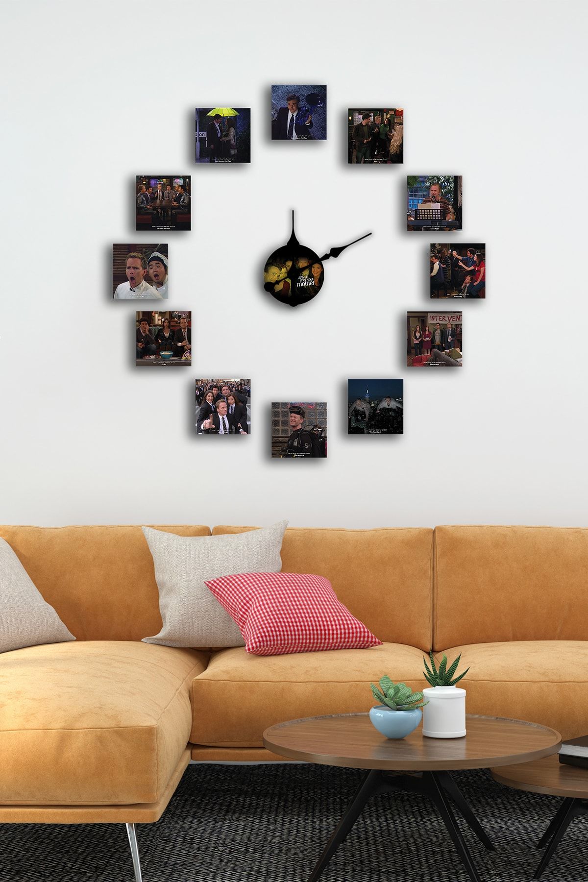 House Gorgeous How I Met Your Mother  12 Adet Resimli Sahne Ve Bölüm Detaylı Büyük Tasarım Duvar Saati
