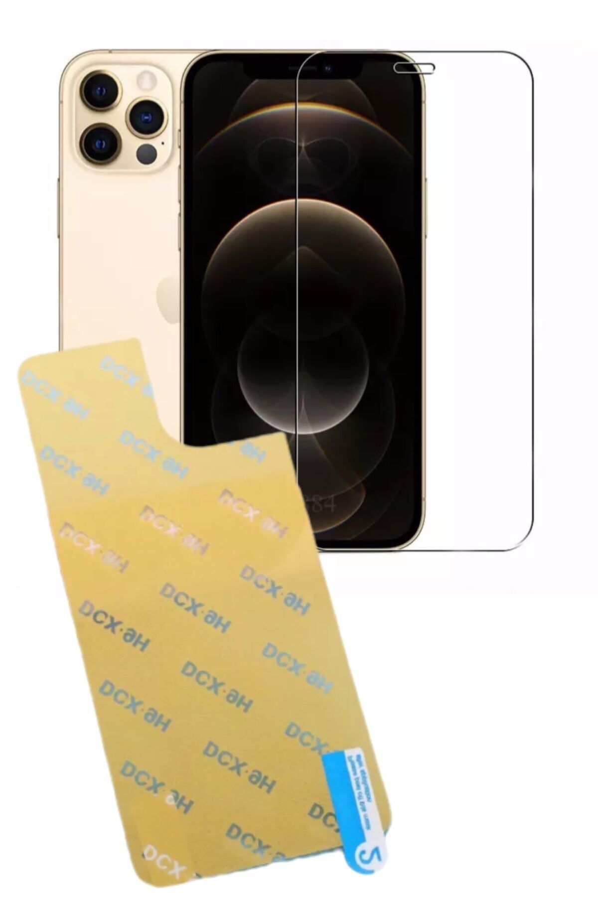 ucuzmi Iphone 11promax Kırılmaz Cam Koruyucu Dcx-9h Tempered Ön Ekran Arka Panel Şase Tam Korumalı Şeffaf