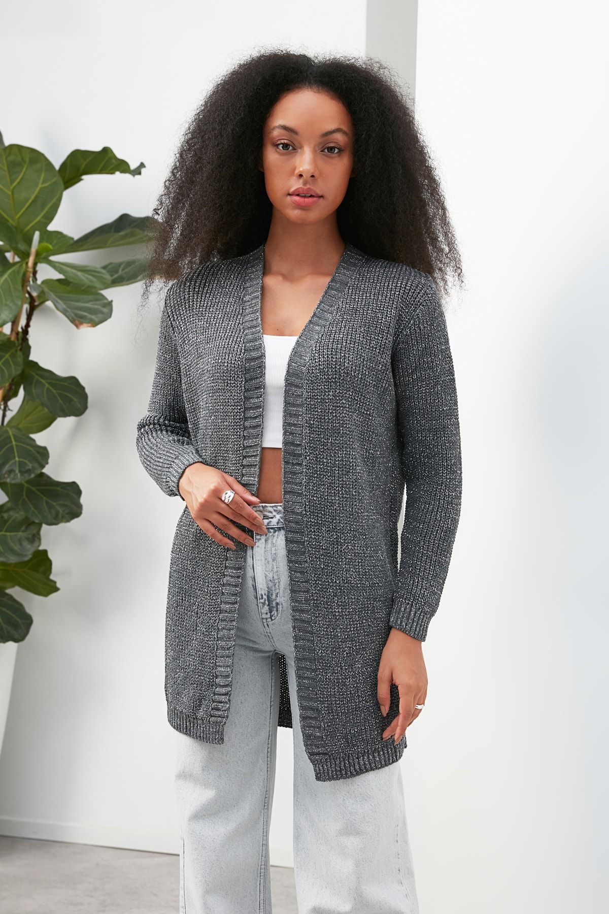 Nottis by Trendyol Antrasit Triko Hırka TWOAW22HI1360