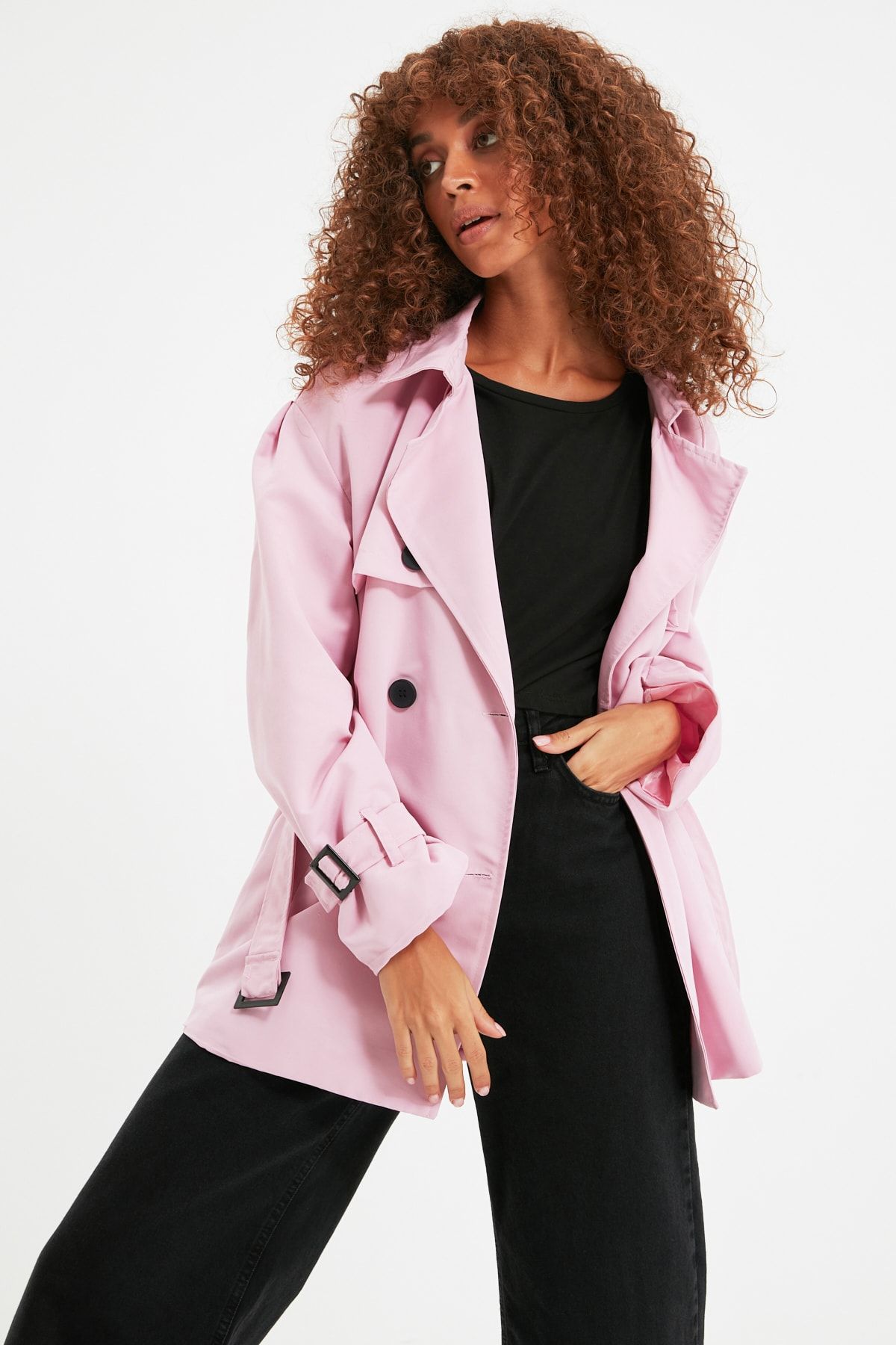 TRENDYOLMİLLA Lila Kemerli Trençkot TWOAW22TR0029