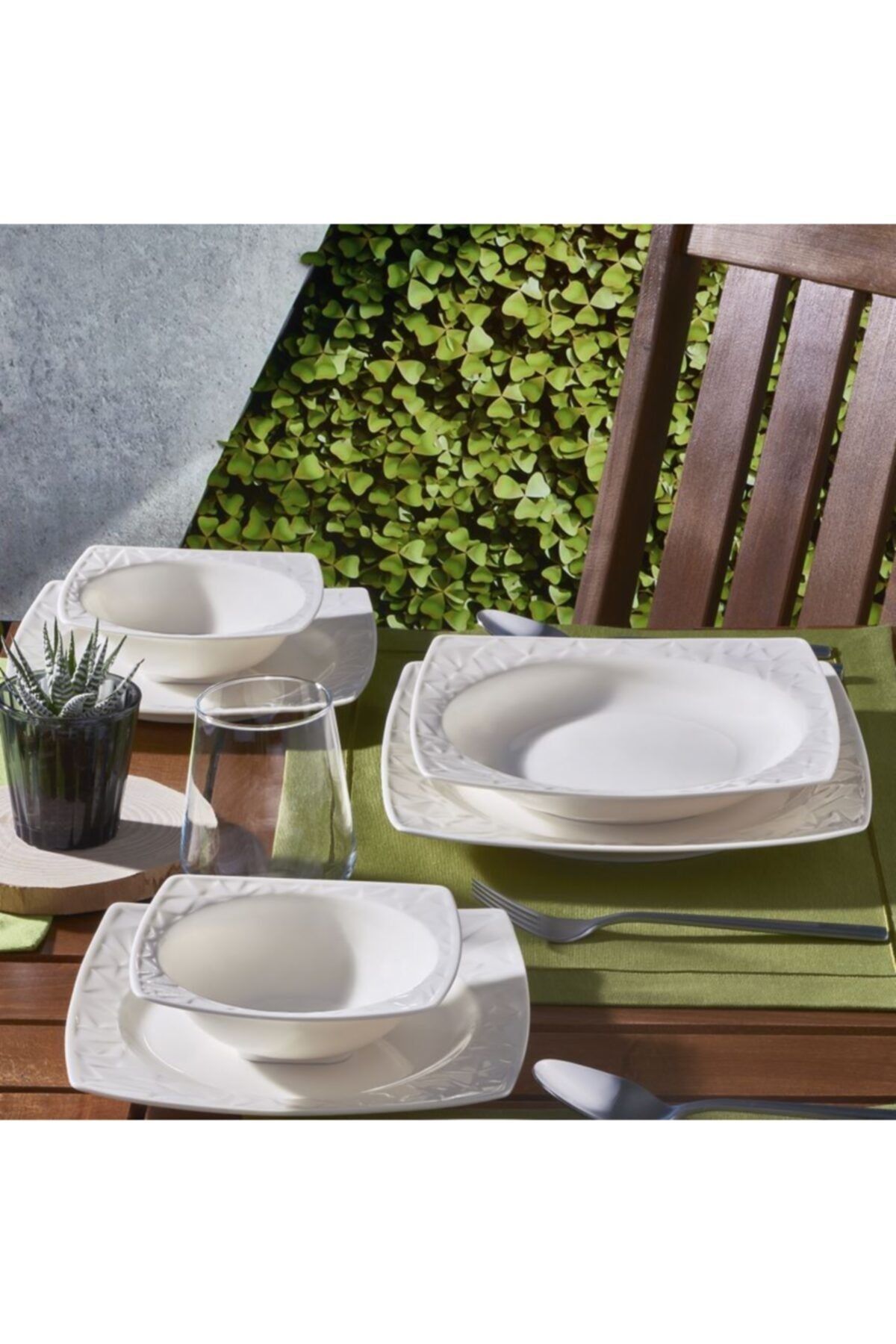 Güral Porselen Vivente 24 Parça 6 Kişilik Bone Yemek Takımı