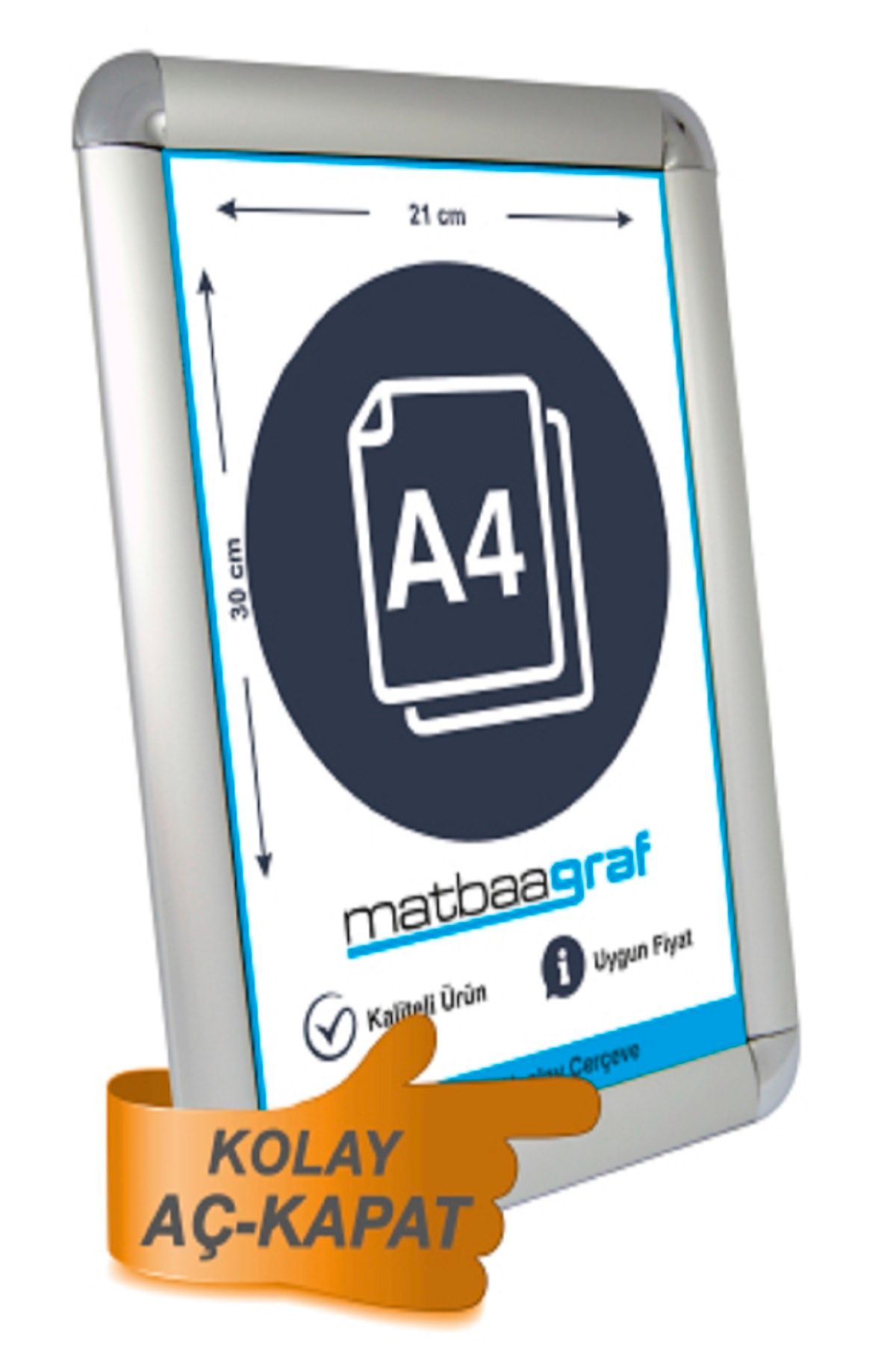 Matbaagraf A4 Açılır Kapanır Alüminyum Rondo Çerçeve 21×30 Cm