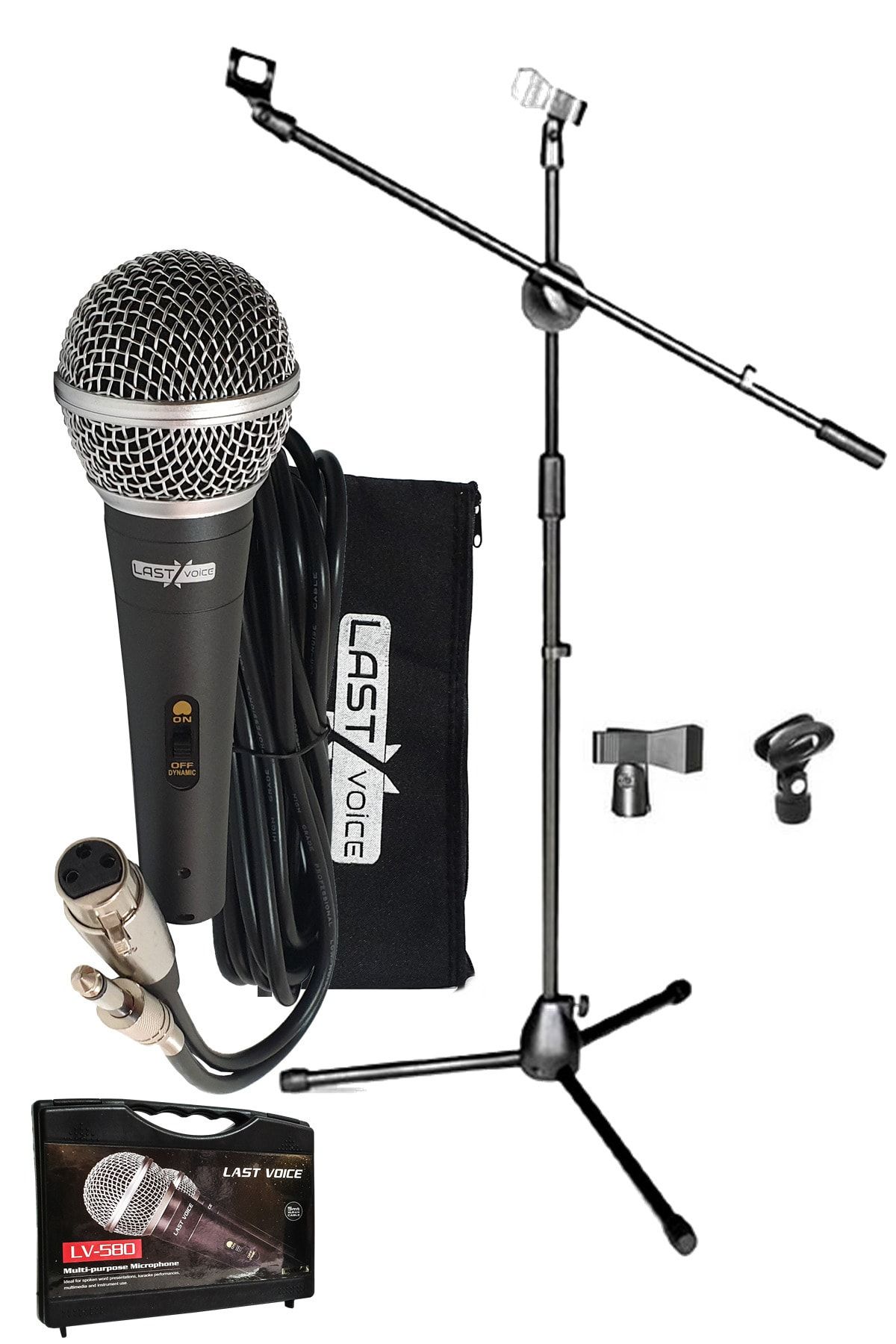 Lastvoice Lv-580st Ayaklı Kablolu Dinamik Mikrofon (STAND ÇANTA CÜZDAN KABLO TUTACAK)