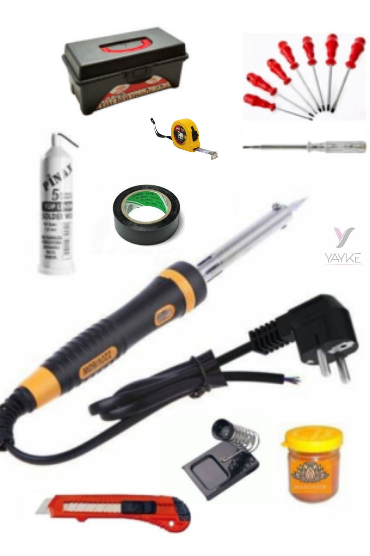 DİRİLİŞ Yayke Lehim Havya Kalem Seti 60 Watt Lehim Havya Kalemi (16 PARÇA)