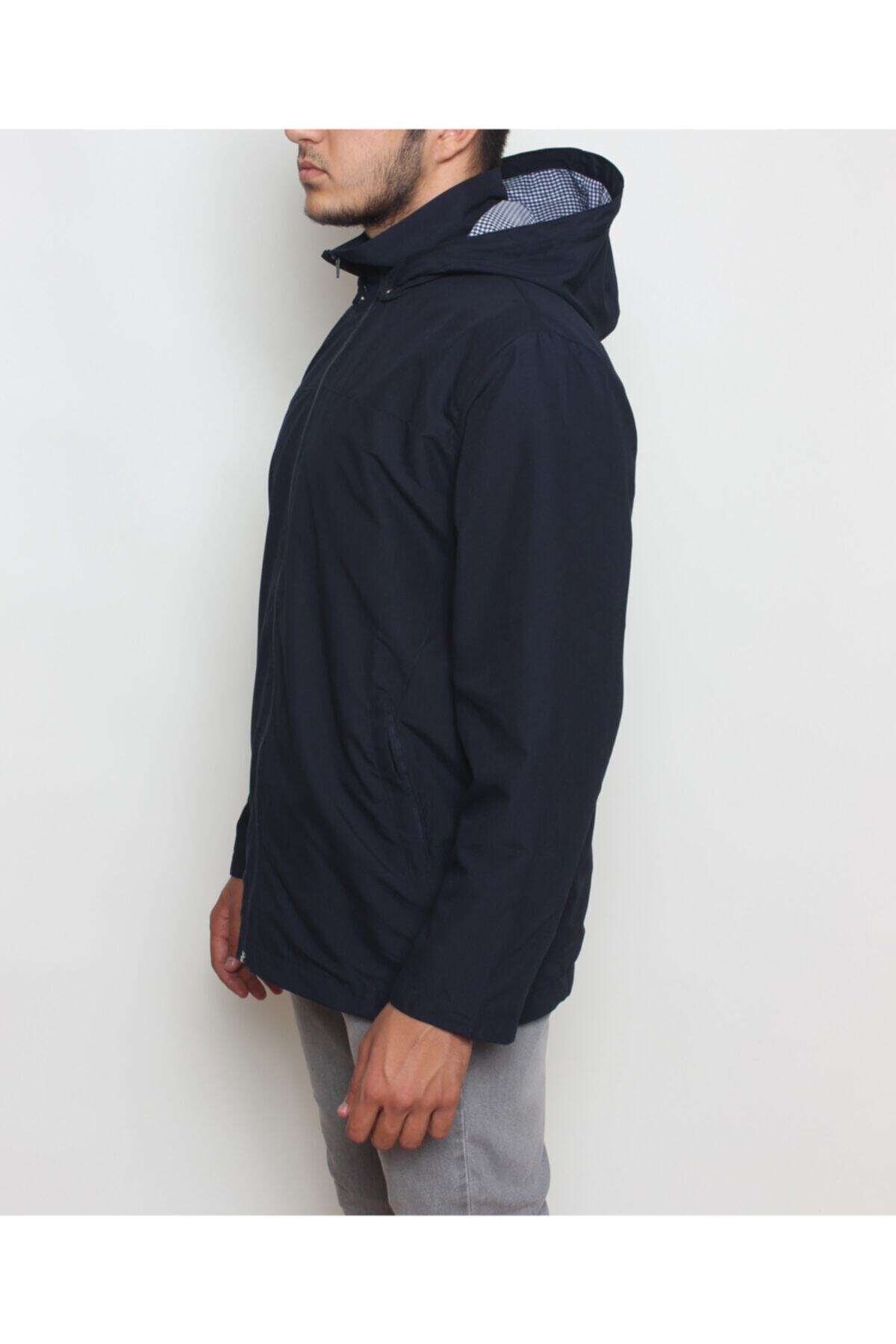 Cottoncool Erkek Lacivert Büyük Beden Su Geçirmez Yağmurluk Rüzgarlık
