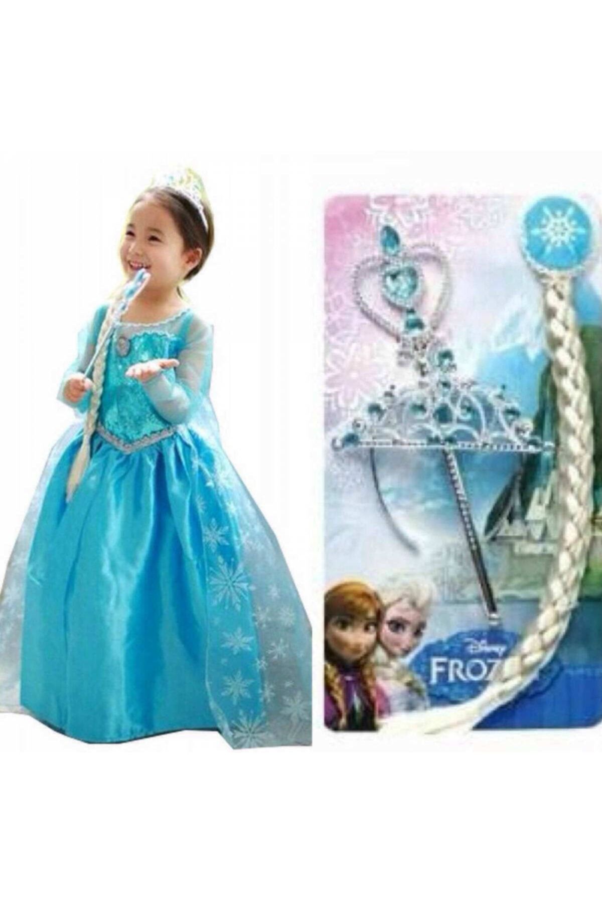 BoncukAVM Karlar Ülkesi Prensesi Frozen Elsa Kostümü Ve Taç Seti