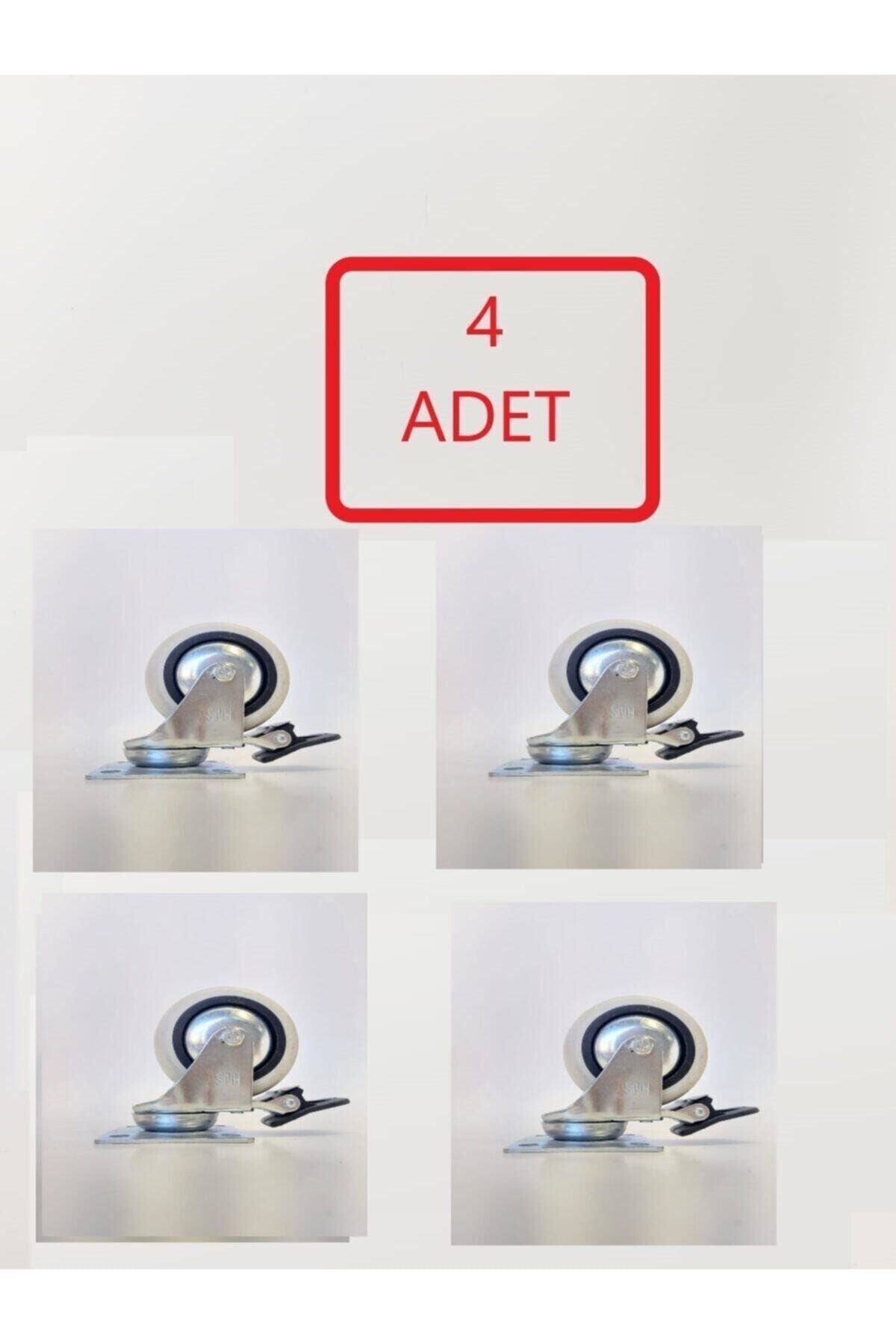 KAYA TİCARET Frenli Döner Tablalı Bilyalı Mobilya Tekerleği (4 Adet) 75x25mm