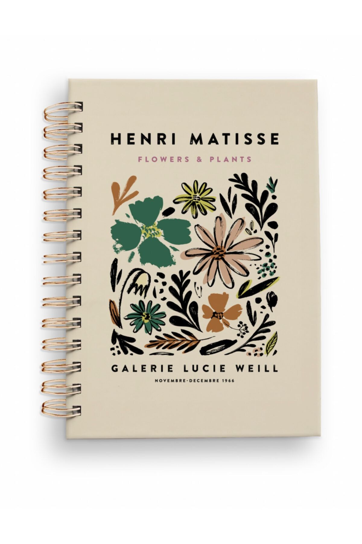 Yaris Note Çizgili Matisse Flowers Spiralli Not Defteri