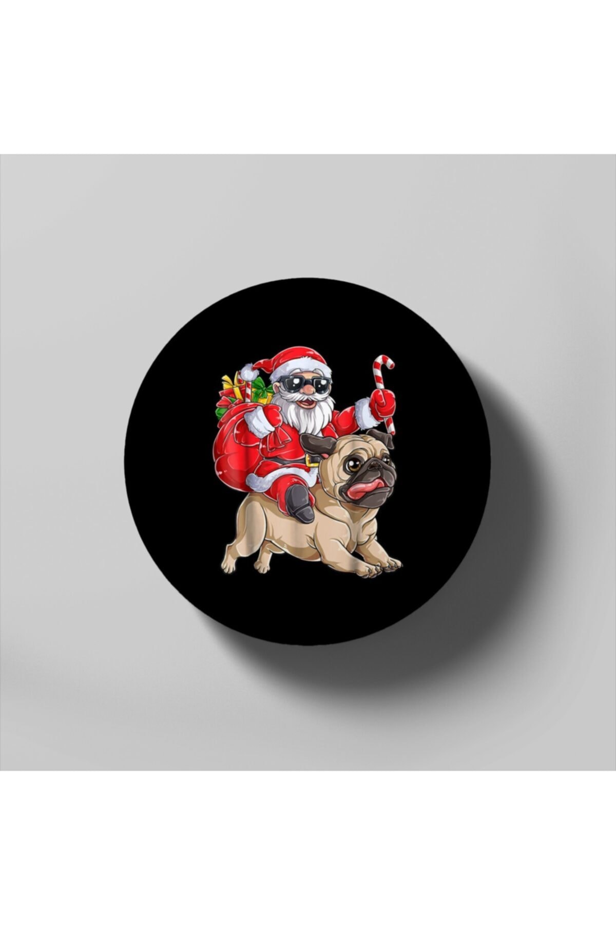 Fizello Pug Christmas Santa Claus Riding Pugmas Dog Xmas Boys Bardak Altlığı