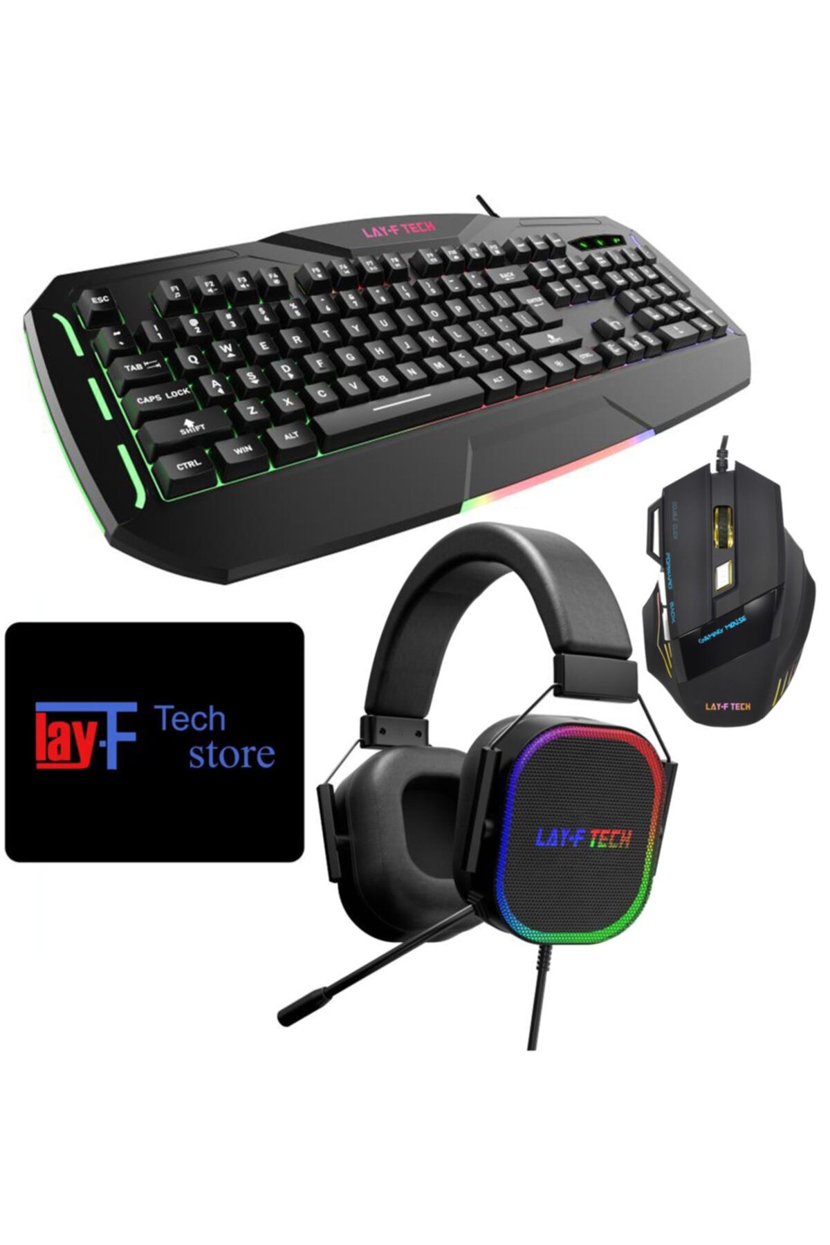 layftech Sc790-a868-h165 Oyuncu Klavye Mouse Kulaklık Mouse Pad,4'lü Gaming Set 7.1 Kanal