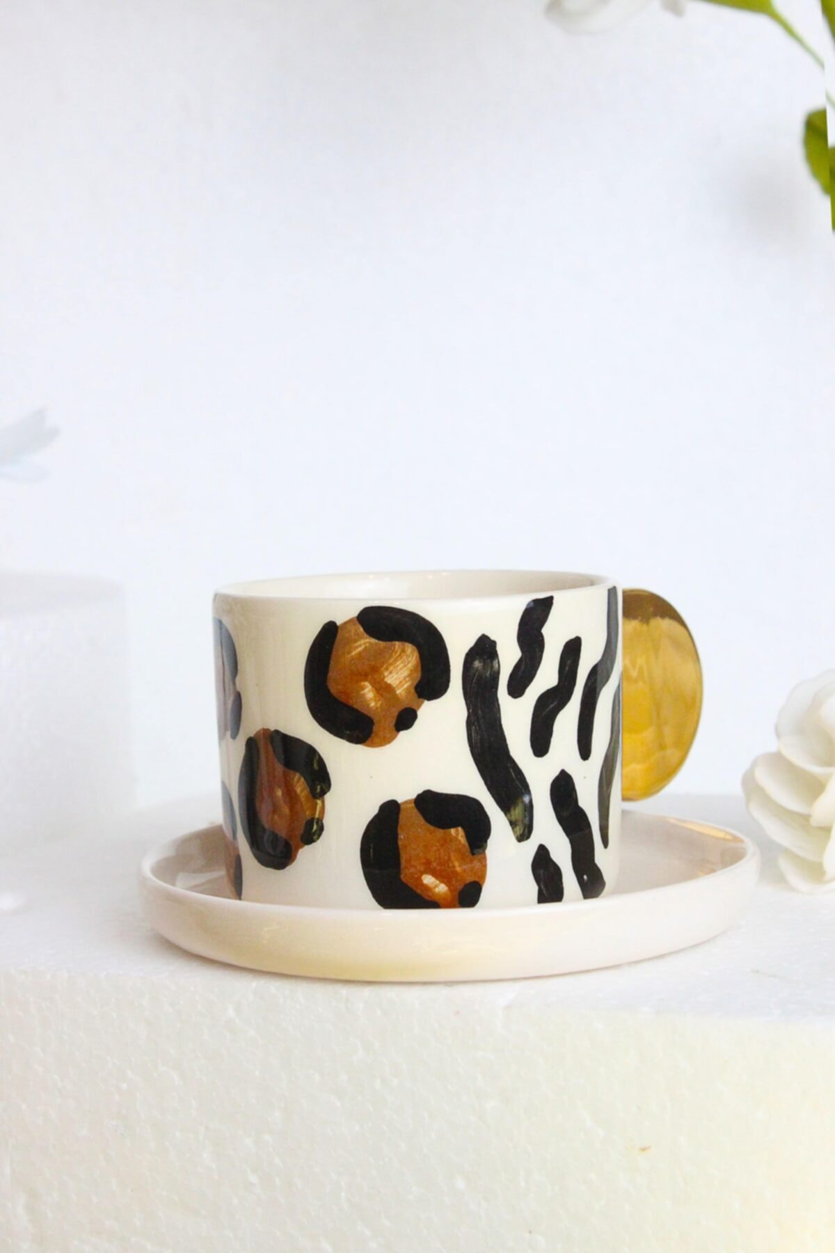 ada mia seramik Özel Tasarım 24k Altın Dekorlu El Yapımı Seramik Mug