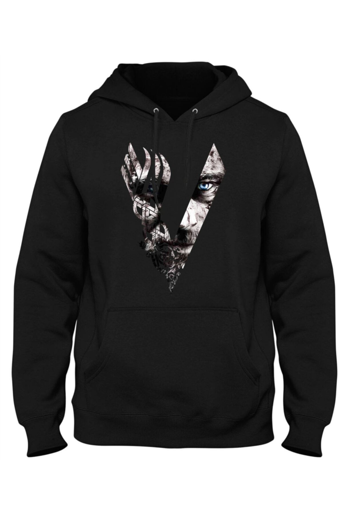 NOVUMUS Siyah Viking V Logo Baskılı Sweat