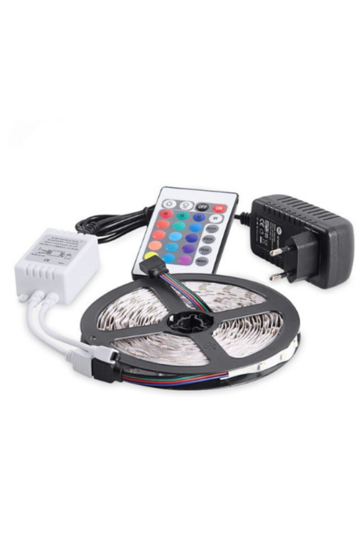 ALISVERİŞ ZAMANI Kaliteli 5 Mt 5 Metre Rgb Iç Mekan Silikonsuz Şerit Led Let Aydınlatma + Kumanda + Adaptör