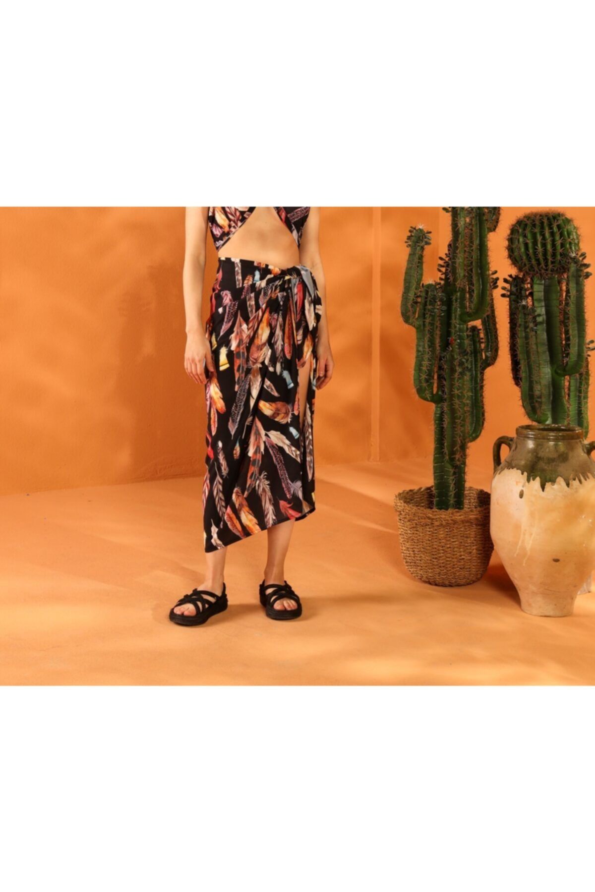 ELAF Black Feather Pareo Etek