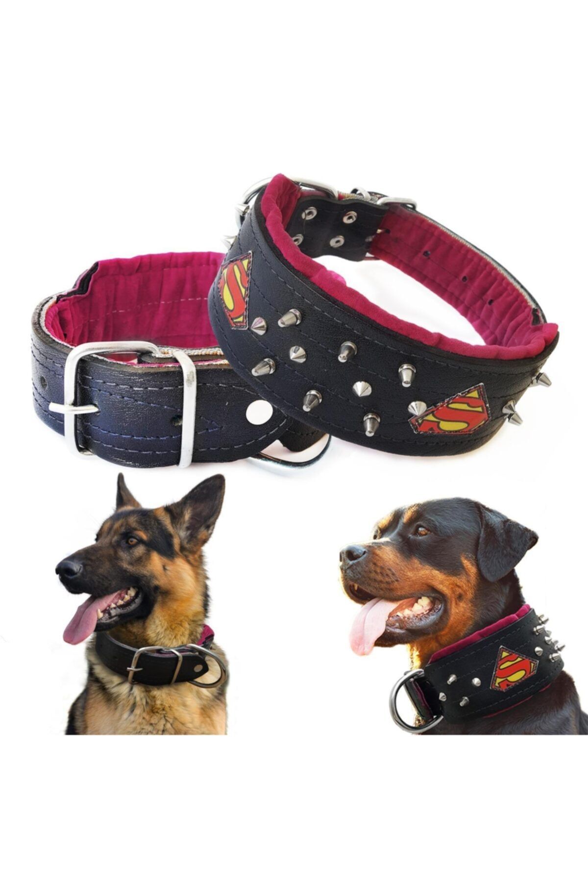 mutlu tavukçuluk Kangal Malaklı Doberman Rottweiler Süperman Tasma Deri Köpek Boyun Tasması 7x70 Cm Av Köpeği Akbaş