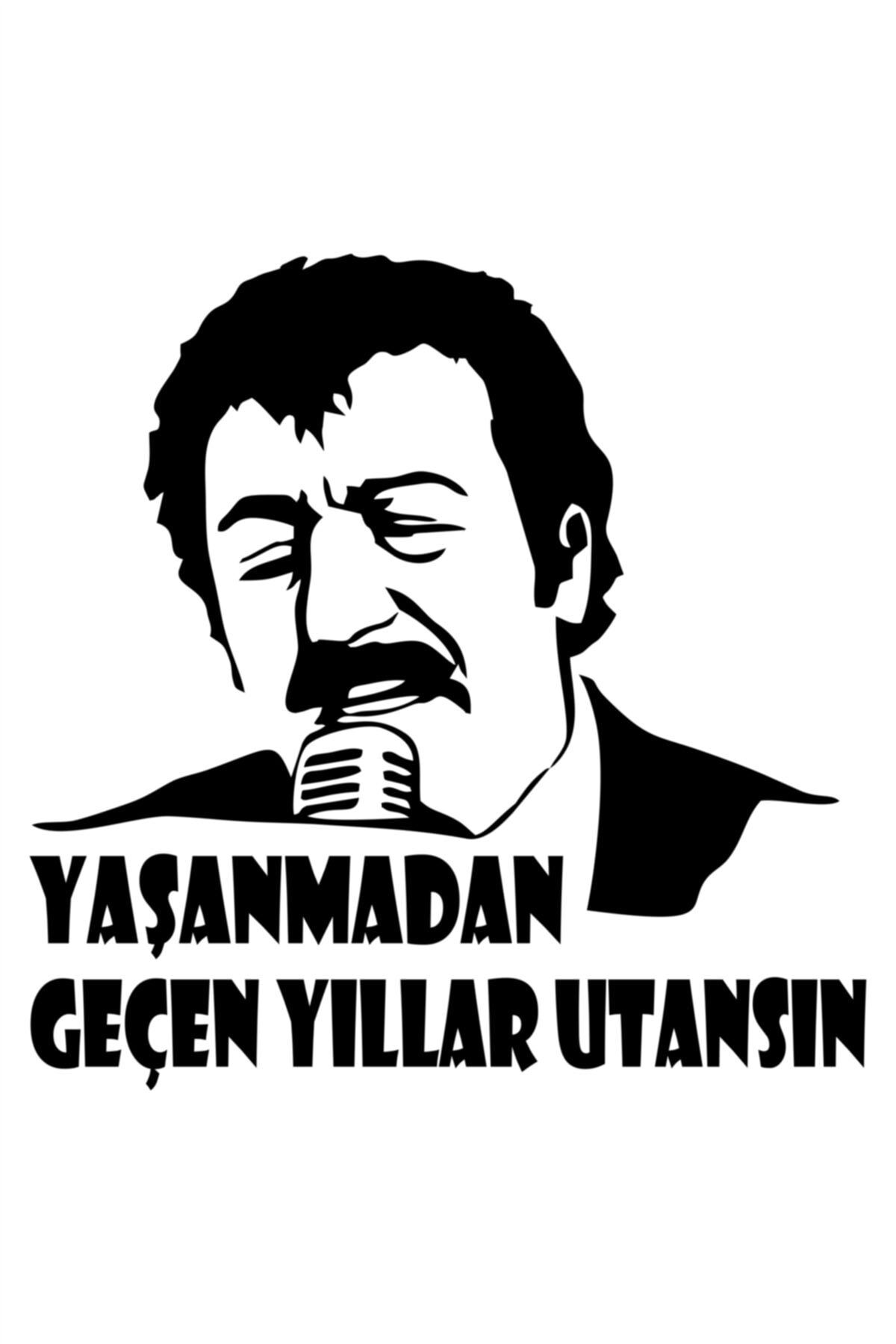 Quart Aksesuar Müslüm Gürses Sticker Yaşanmadan Geçen Yıllar Utansın Oto Araba Sticker Siyah 20 X 20 Cm