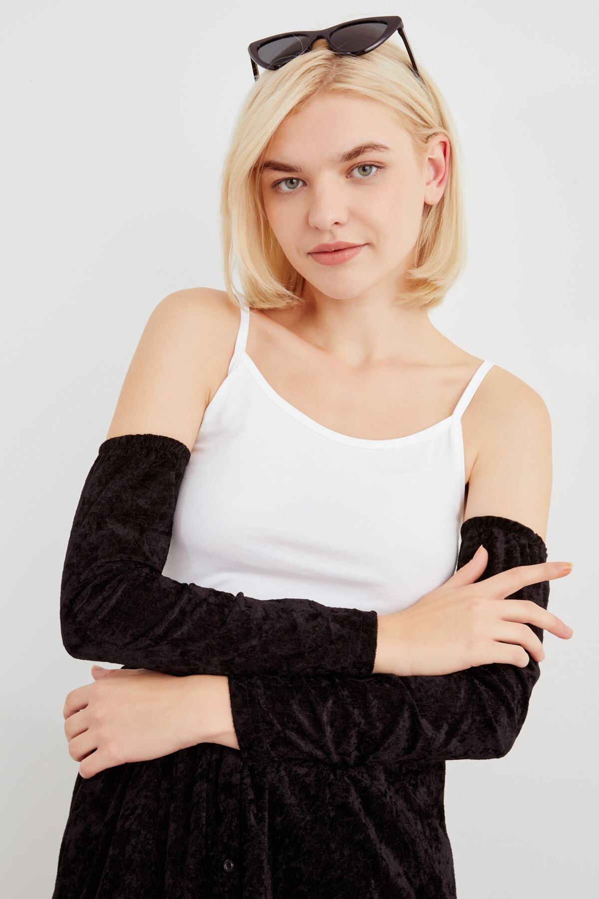 mirach Kışlık Kadife Kolluk - Siyah