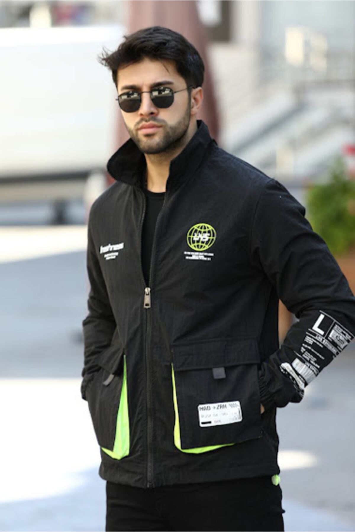 Thebomb Erkek Siyah Cepli Oversize Yağmurluk Ceket