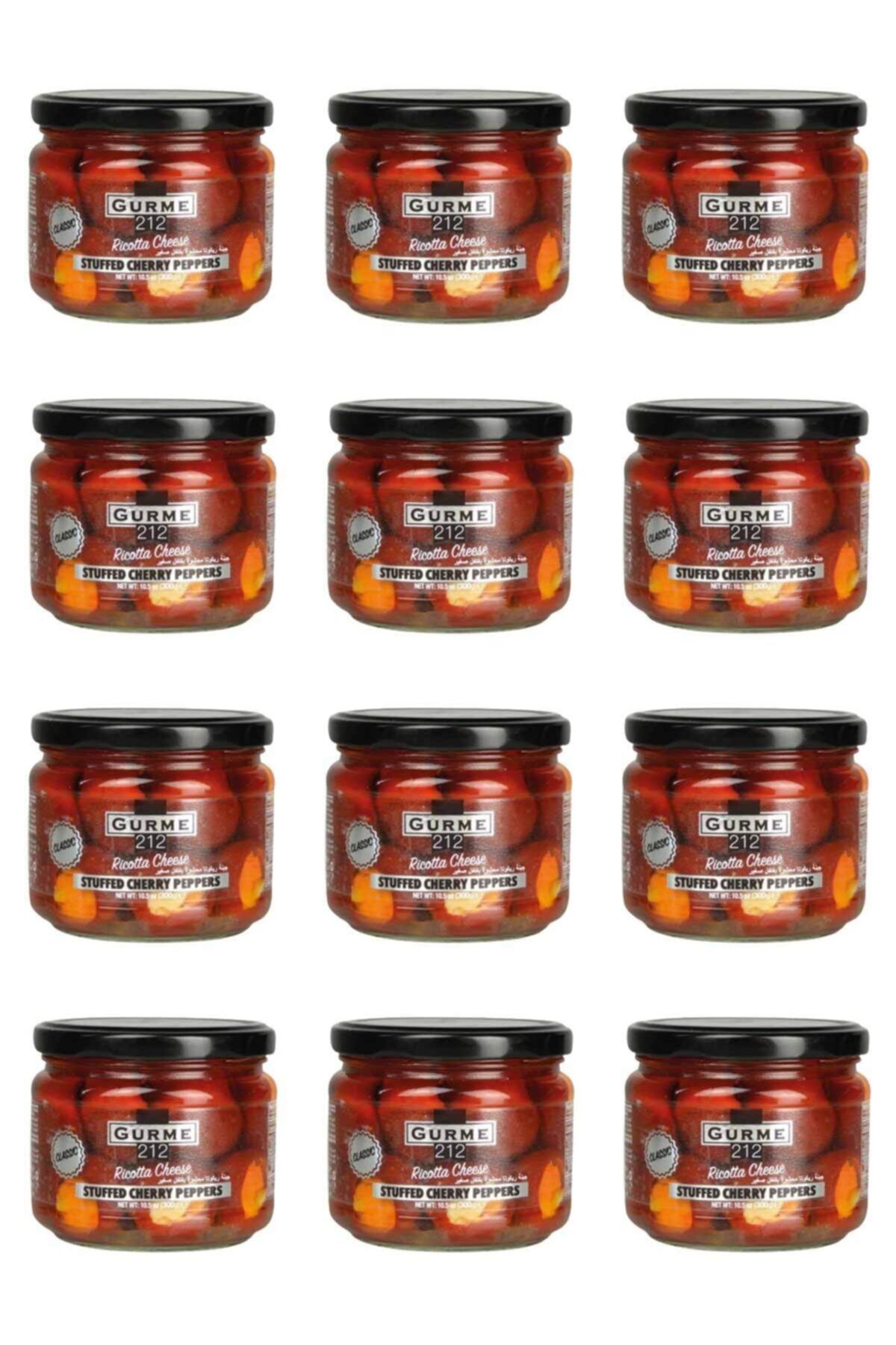 Gurme212 Ricotta Dolgulu Kiraz Biber Turşusu 12 Adet x 300cc