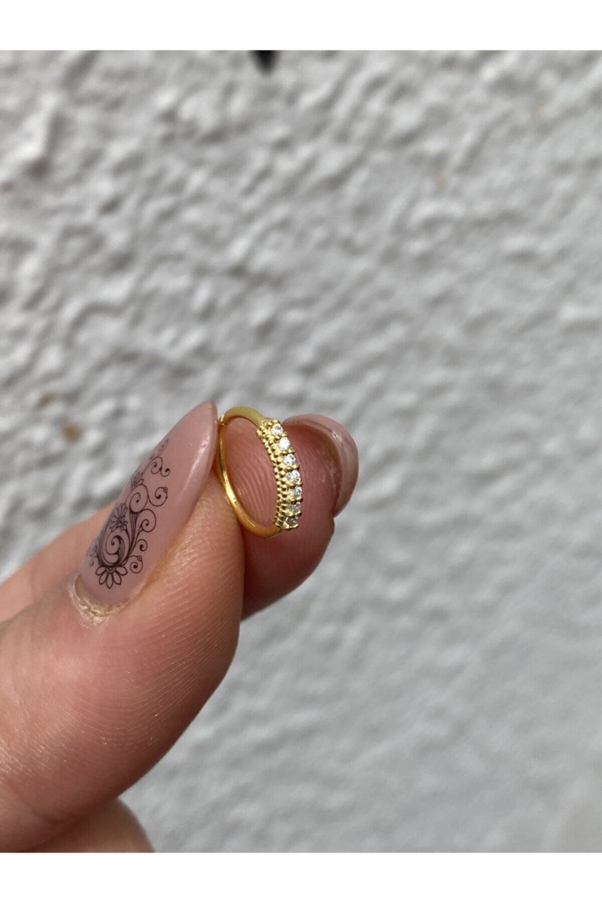 TAKIKRALI 925 Ayar Gümüş Gold Renk Burun Ve Kulak Için Halka Piercing