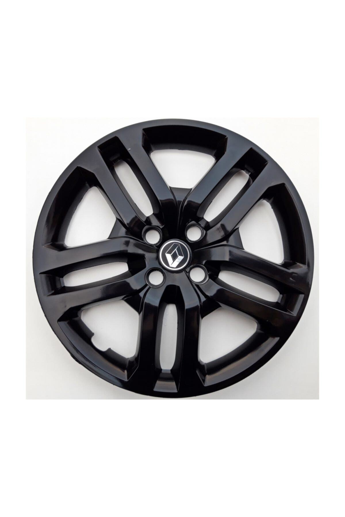 GÖKASAUTO 16'' Inç Renault Clio 4 Jant Kapağı 4 Adet Çelik Jant Görünümlü Parlak Siyah Amblem