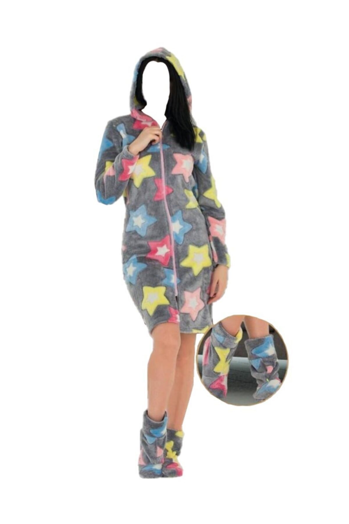 Betimoda Fermuarlı Polar Sabahlık Çorap Takım