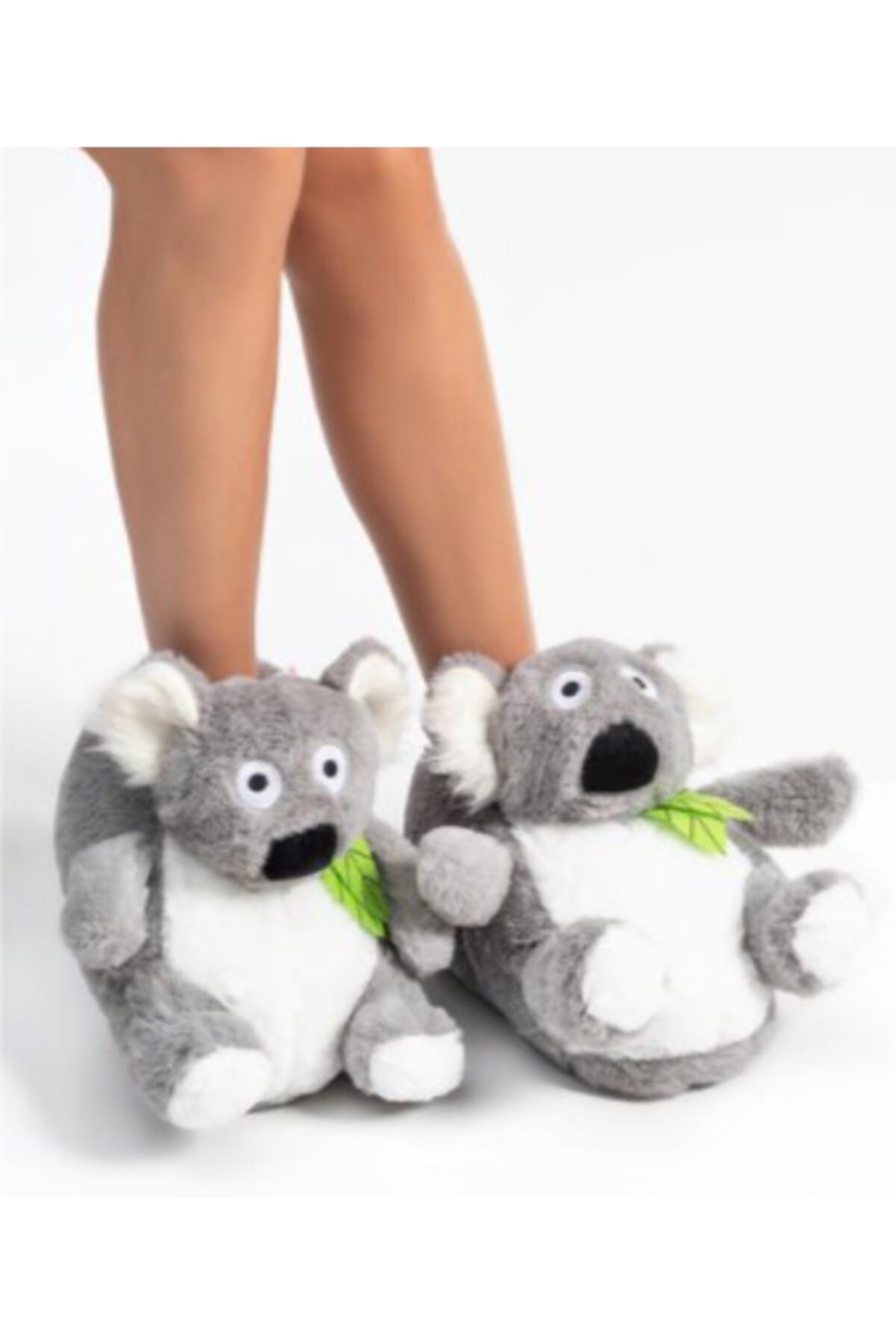 Twigy Kadın Gri Hayvanlı Ev Içi Panduf - Yumoş Koala Sessiz Taban Ev Botu