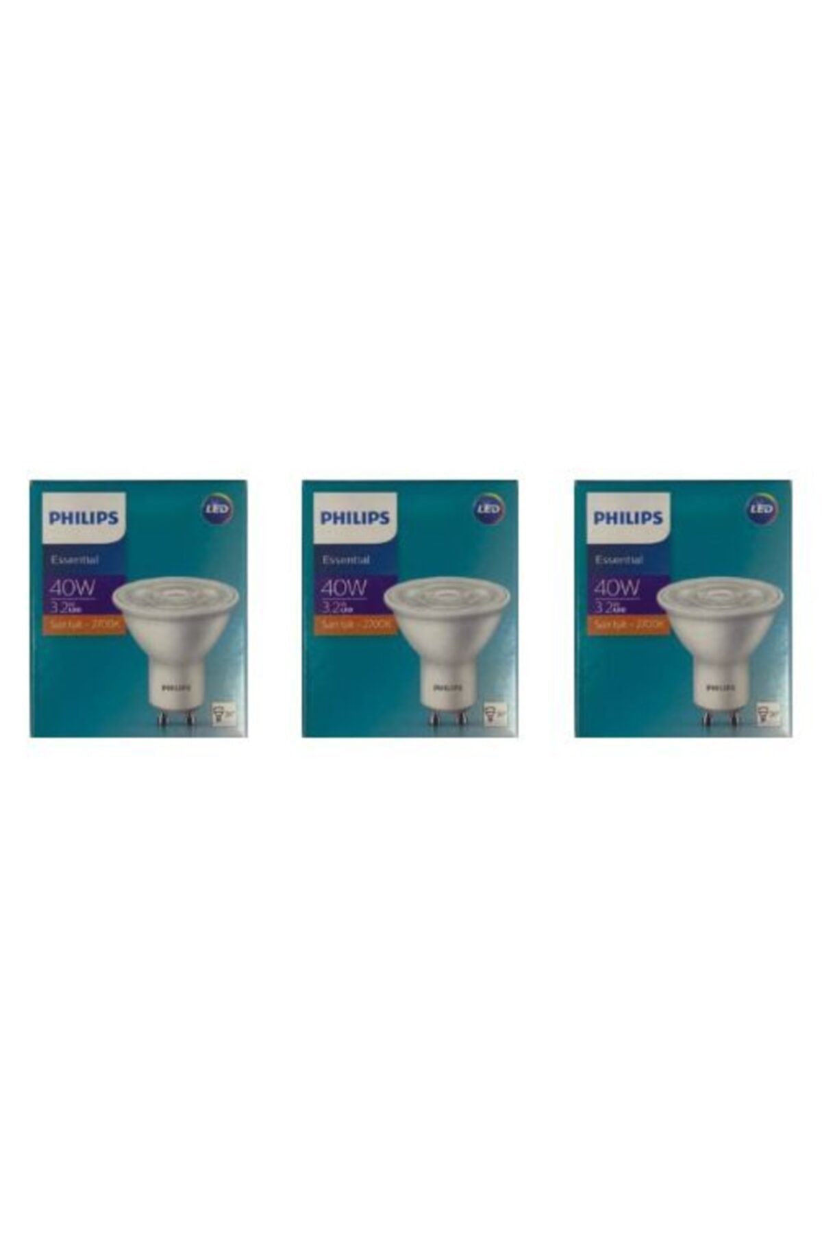 Philips Essential 3,2w (40w) Led Spot Ampul Sarı 2700k - Gu10 Duy 3'lü Paket