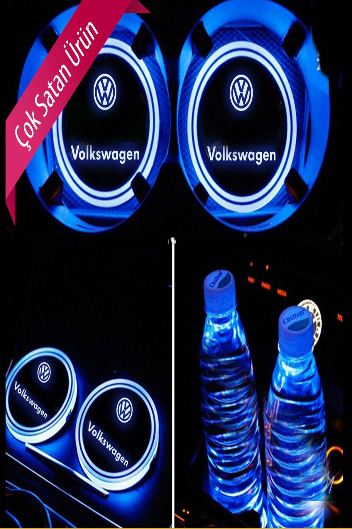 Emr Volkswagen Işıklı Bardak Altlığı Mavi