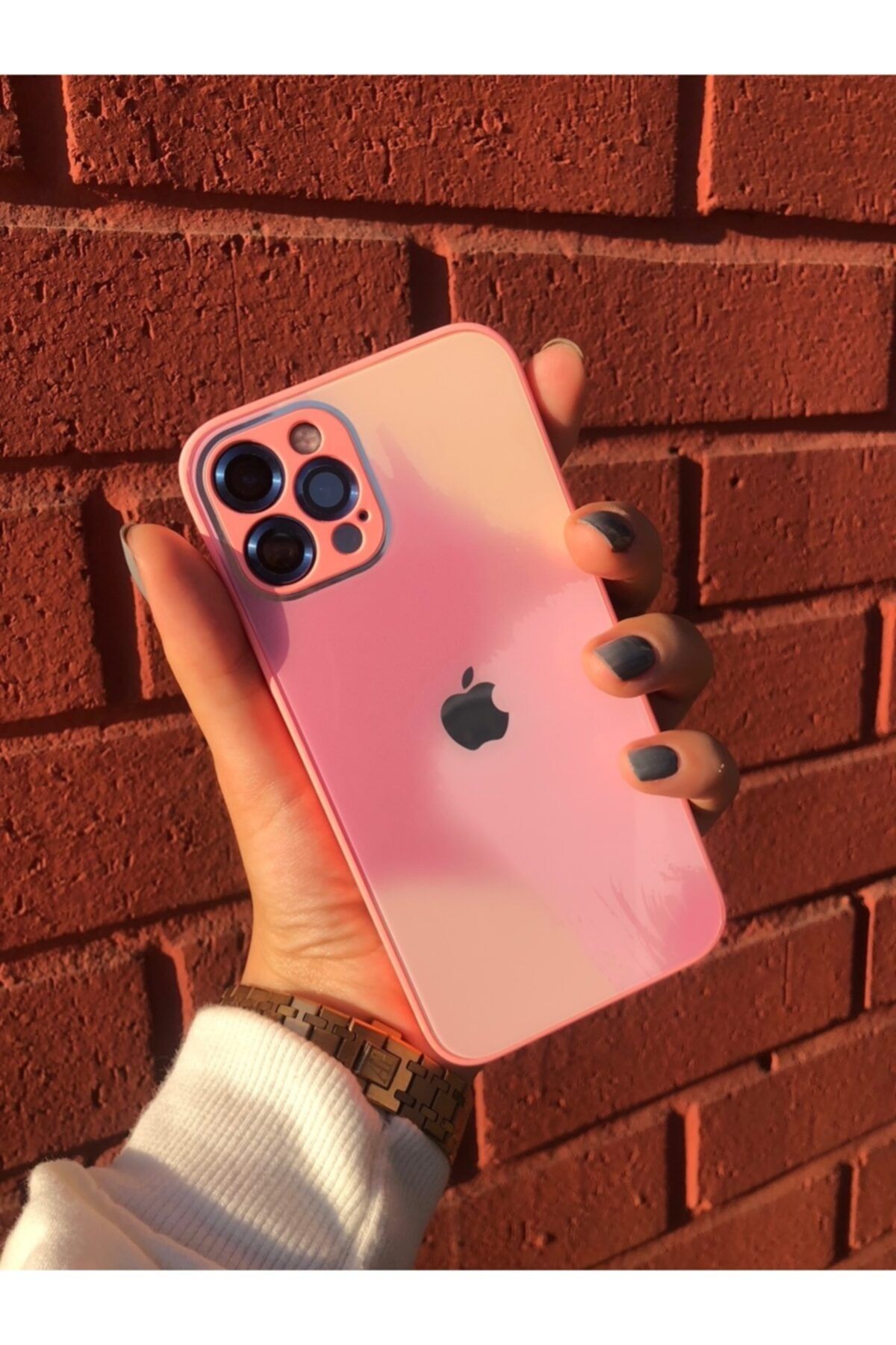 KVK PRİVACY Iphone 12 Pro Max Cam Kılıf (6.7) Renkli Tasarım Logolu