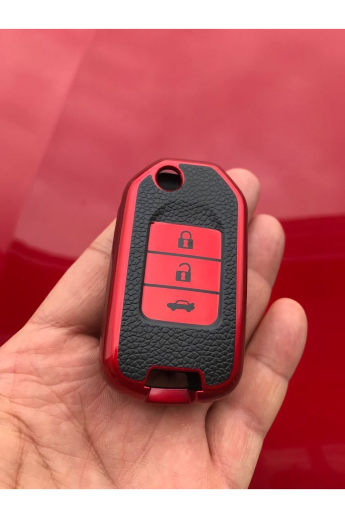 OEM Honda Civic Fc5 Crv Hrv Sustalı Silikon Anahtar Koruma Kılıfı (kabı) Kırmızı Renk