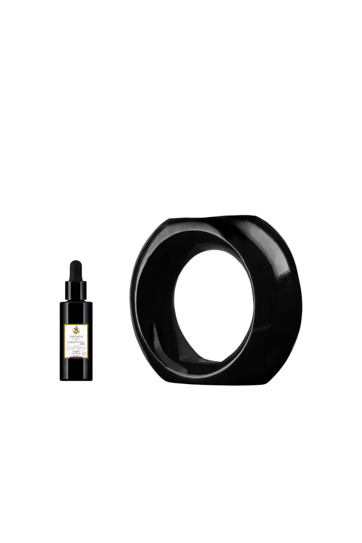 Shemsa Naturals Buhurdanlık Seti (bulurdanlık Seramik Siyah + Purefume Blue Moon – 30 Ml)