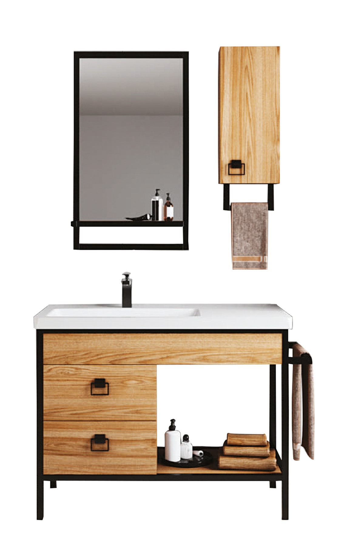 DENKO Dila 100 Cm Mdf Banyo Dolabı Takımı