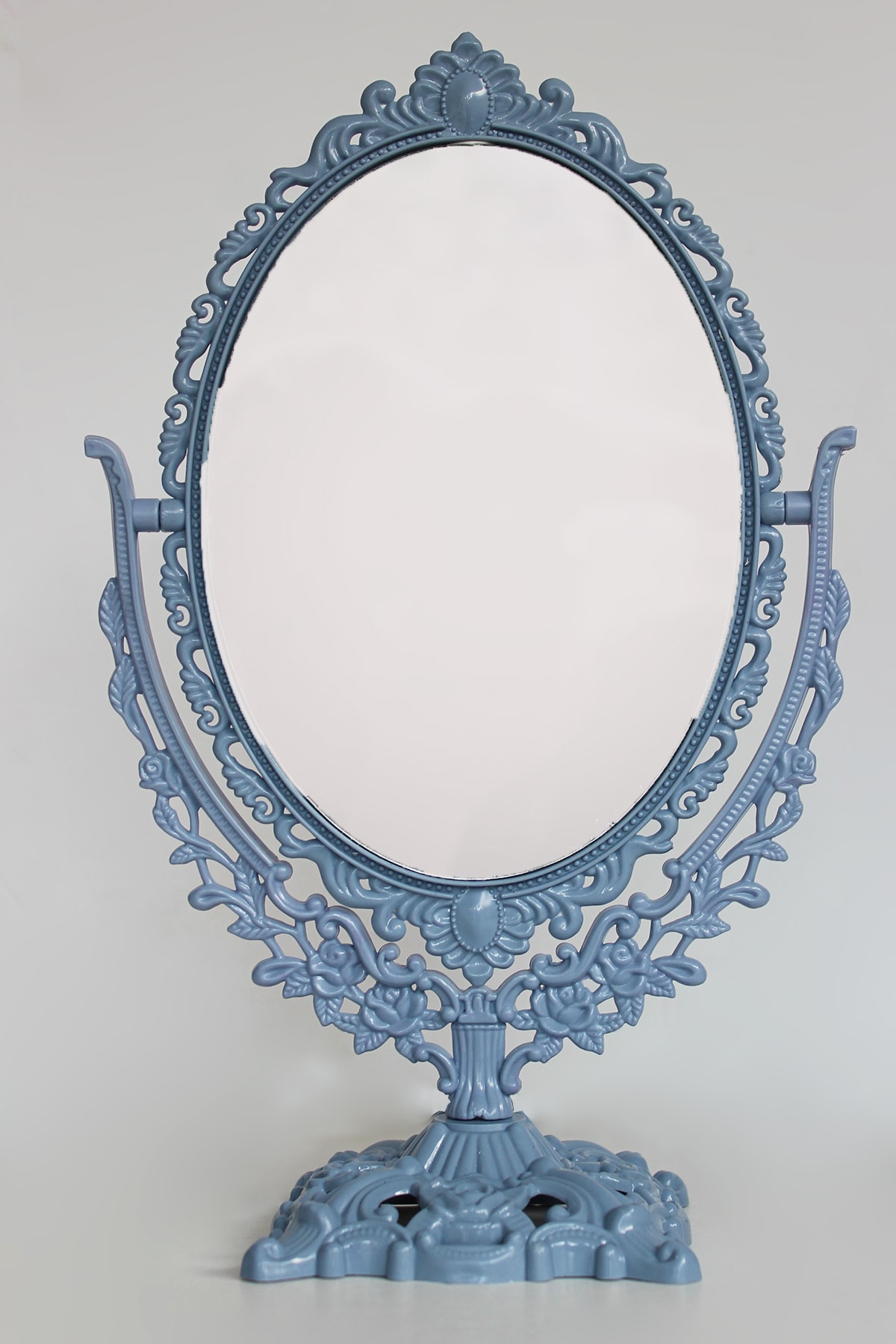 BAYKAL EM1 Baykal Masaüstü Dekoratif Oval Makyaj Aynası Gri