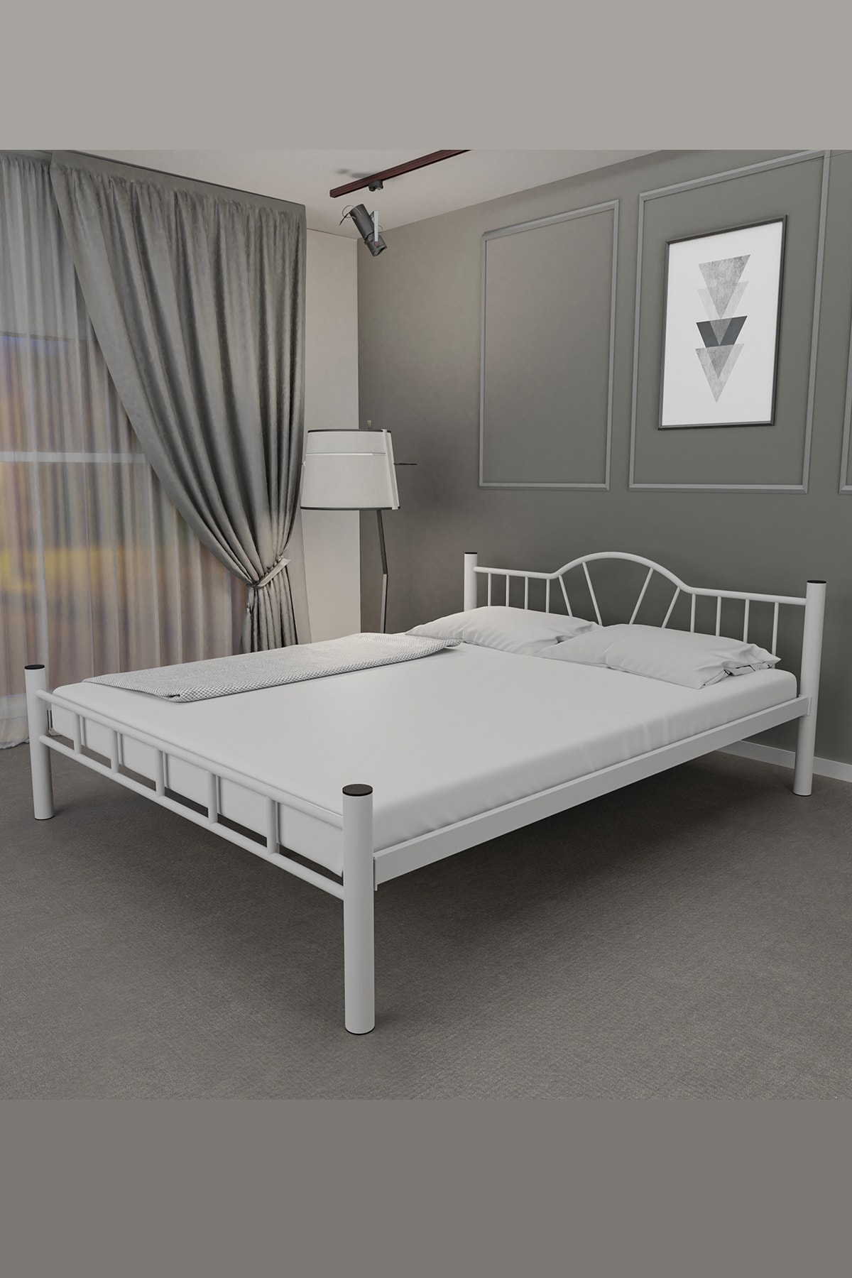 EVGER HOME K25 Beyaz Metal Karyola Tek Kişilik Yataksız