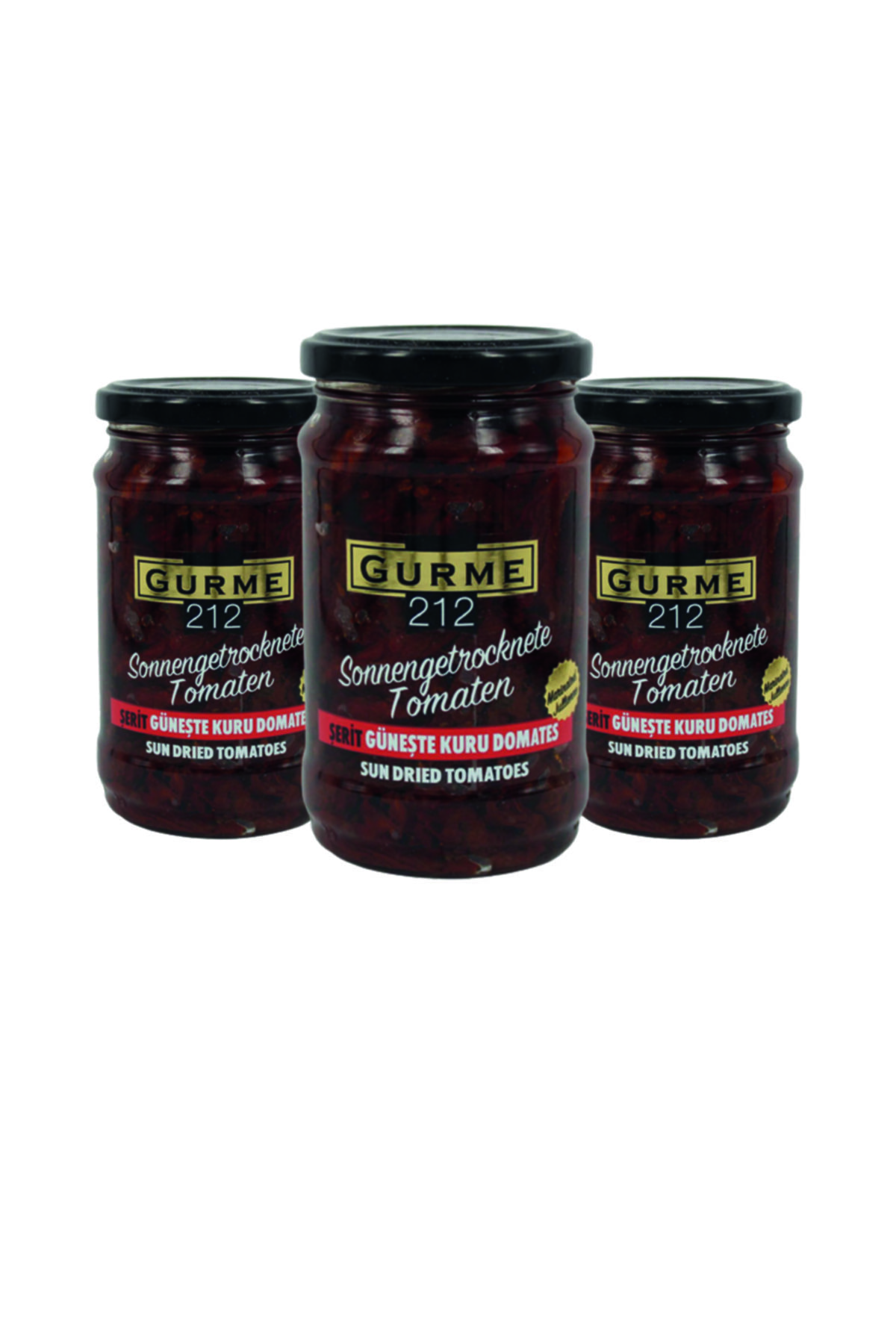 Gurme212 Güneşte Kurutulmuş Domates, Şerit Kesim, Sezonunda Hasat (3 Adet X 320cc)