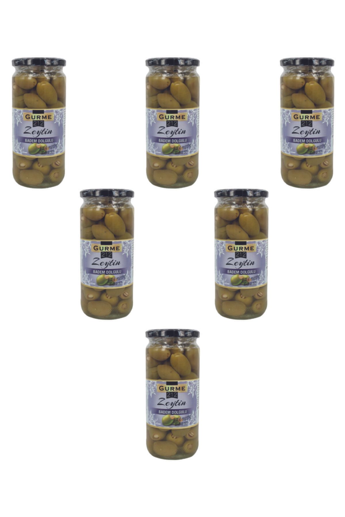 Gurme212 Badem Dolgulu Yeşil Zeytin (6 Adet X 500ml)