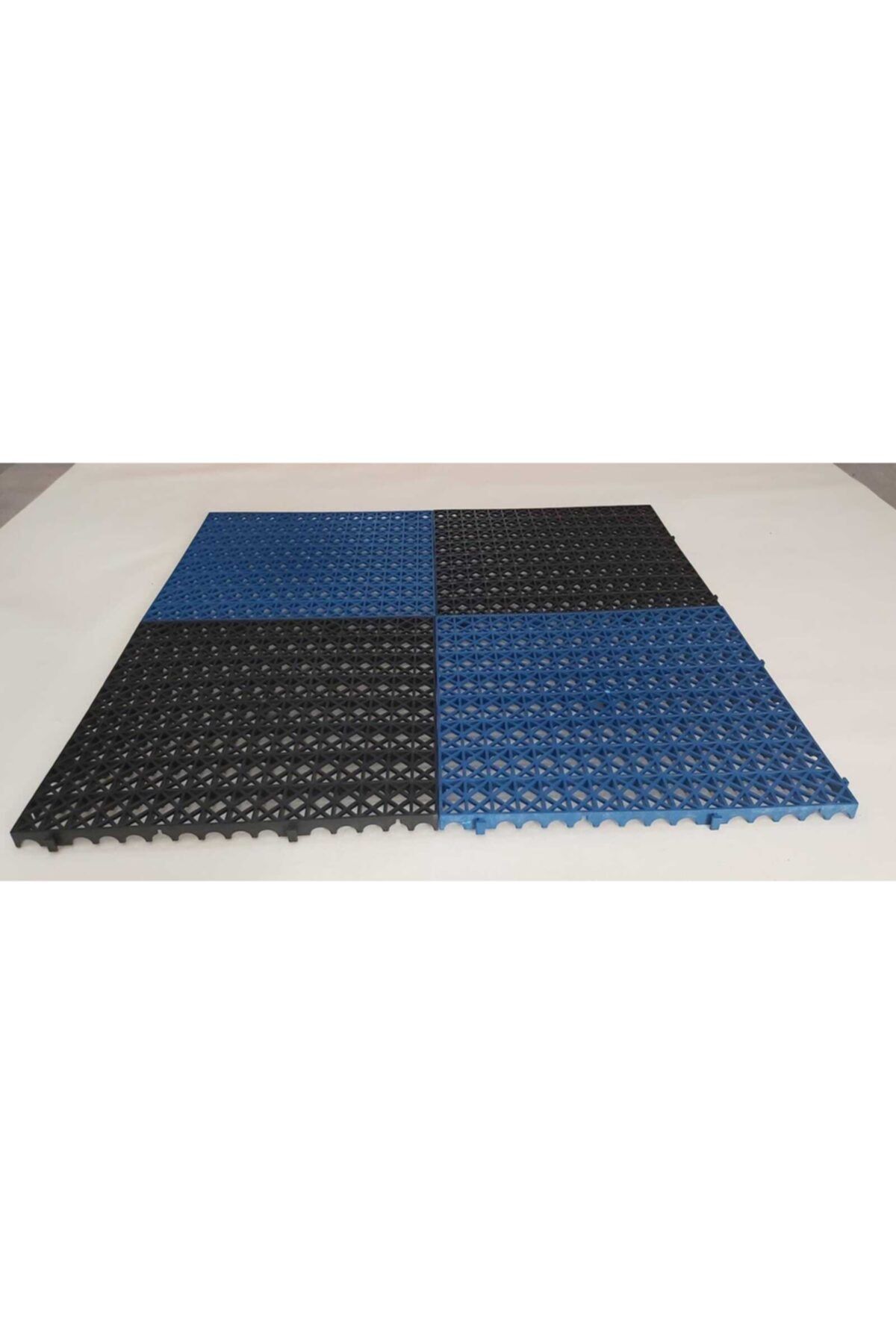 Netafloor 50x50 Cm Siyah Ve Mavi Renk 4 Adet Plastik Yer Izgarası Plastik Zemin Karo
