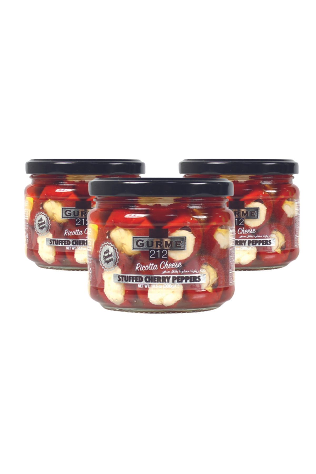 Gurme212 Isotlu Ricotta Peynir Dolgulu Kiraz Biber (3 Adet X 300cc)