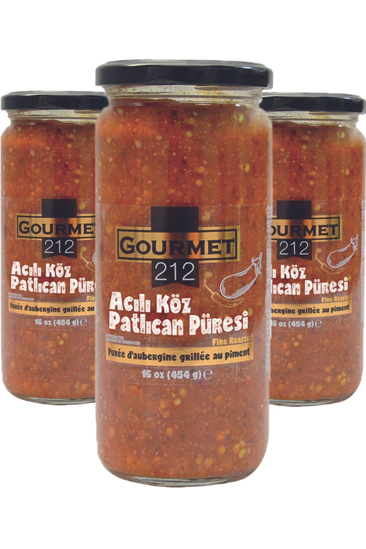 Gurme212 Közlenmiş Patlıcan (acılı), Hazır Yemelik, Salata, Meze (3 Adet X 500gr)