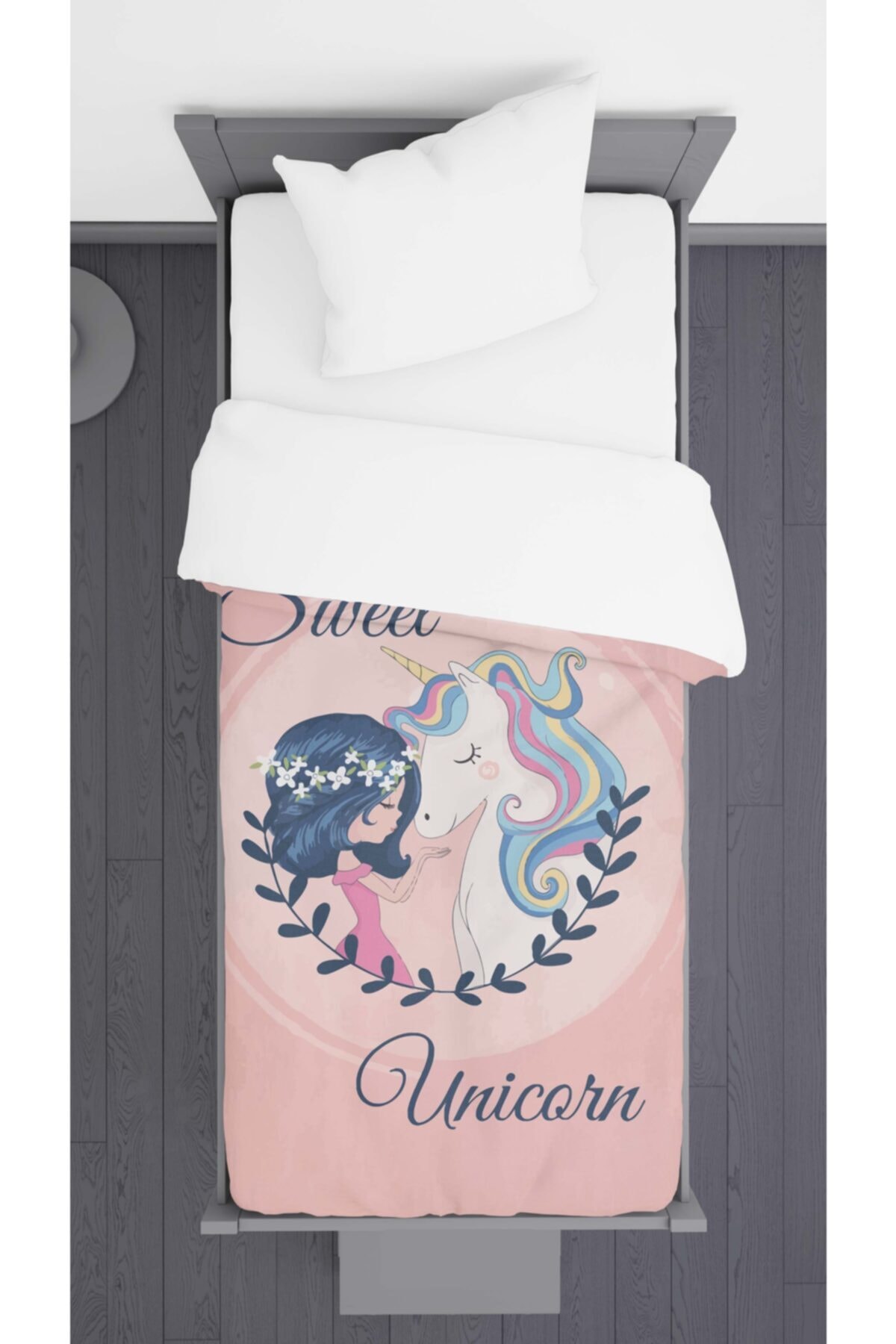 Ziu Kids Unicorn Prenses Kız Desenli Dekoratif Yatak Örtüsü 140x220