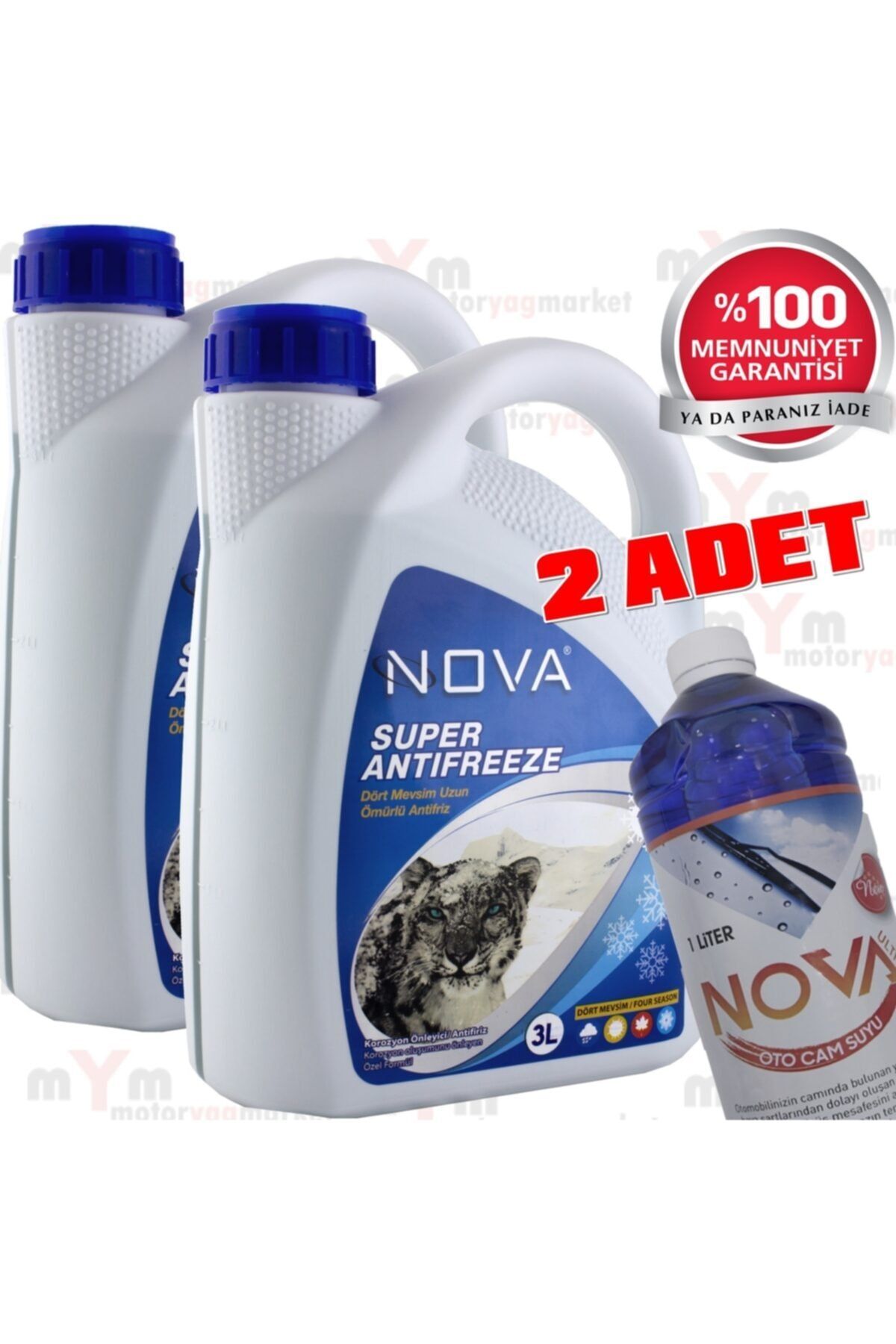 Nova Ultra -25 Derece 3 Litre Yeşil Antifriz (2 Adet) +cam Suyu