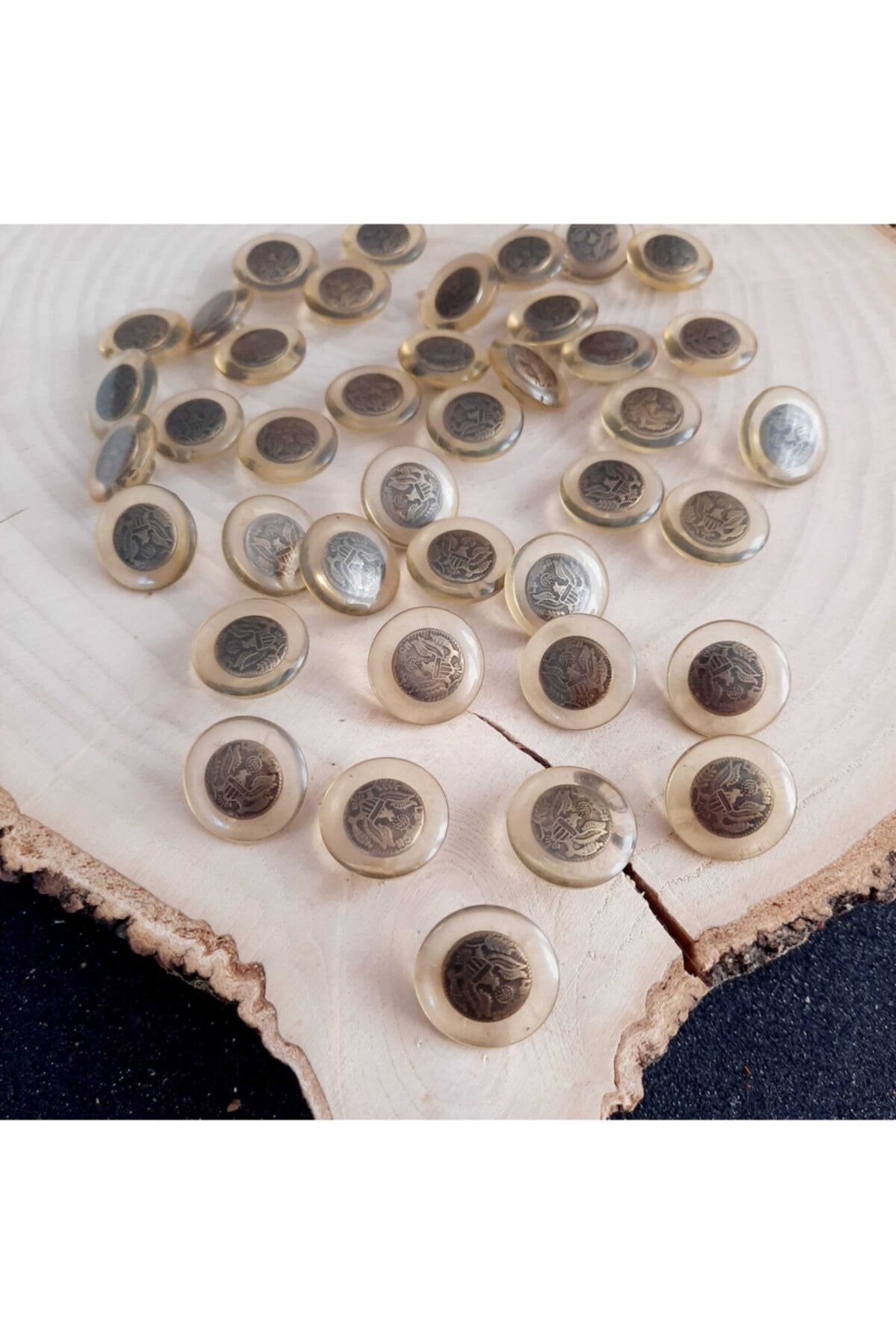 canan dizayn 20 Mm Ayaklı Şeffaf Metalize Düğme(10 Adet)