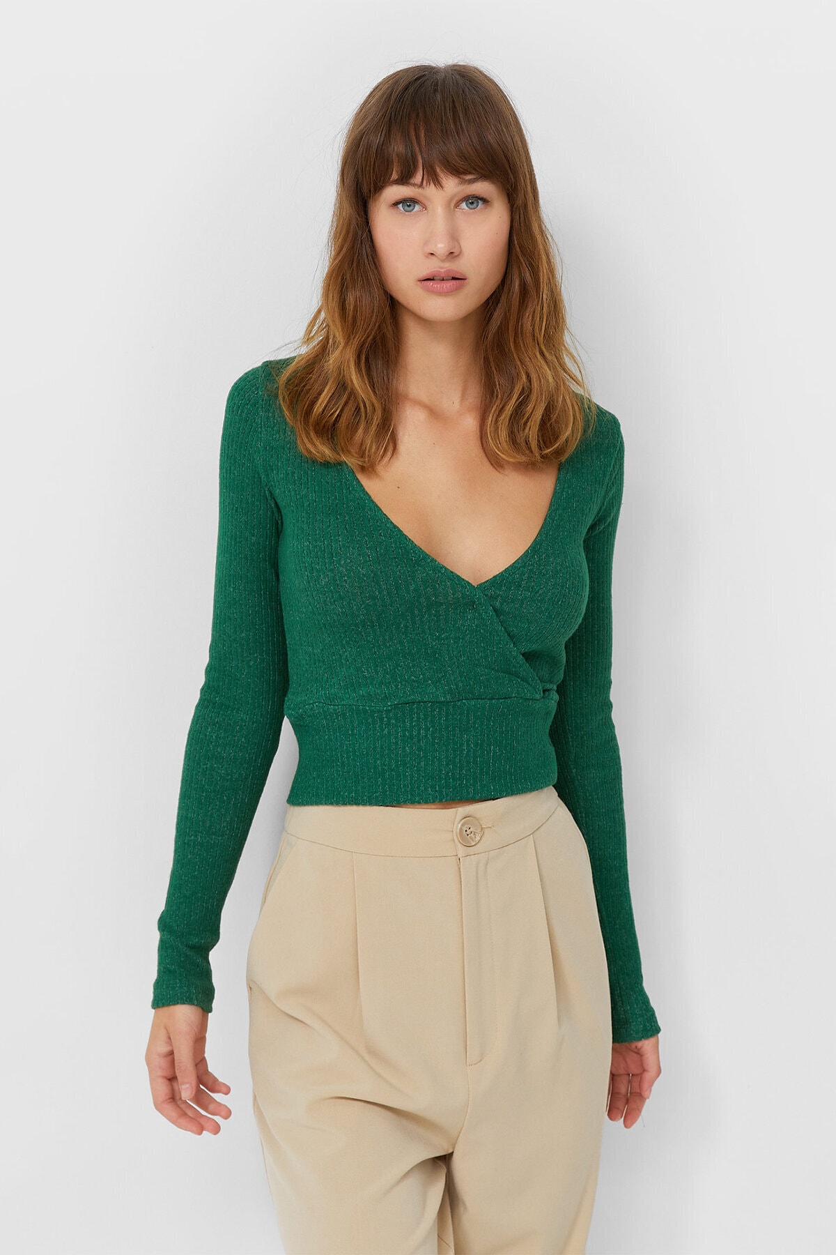 Stradivarius Kruvaze Yaka T-shirt