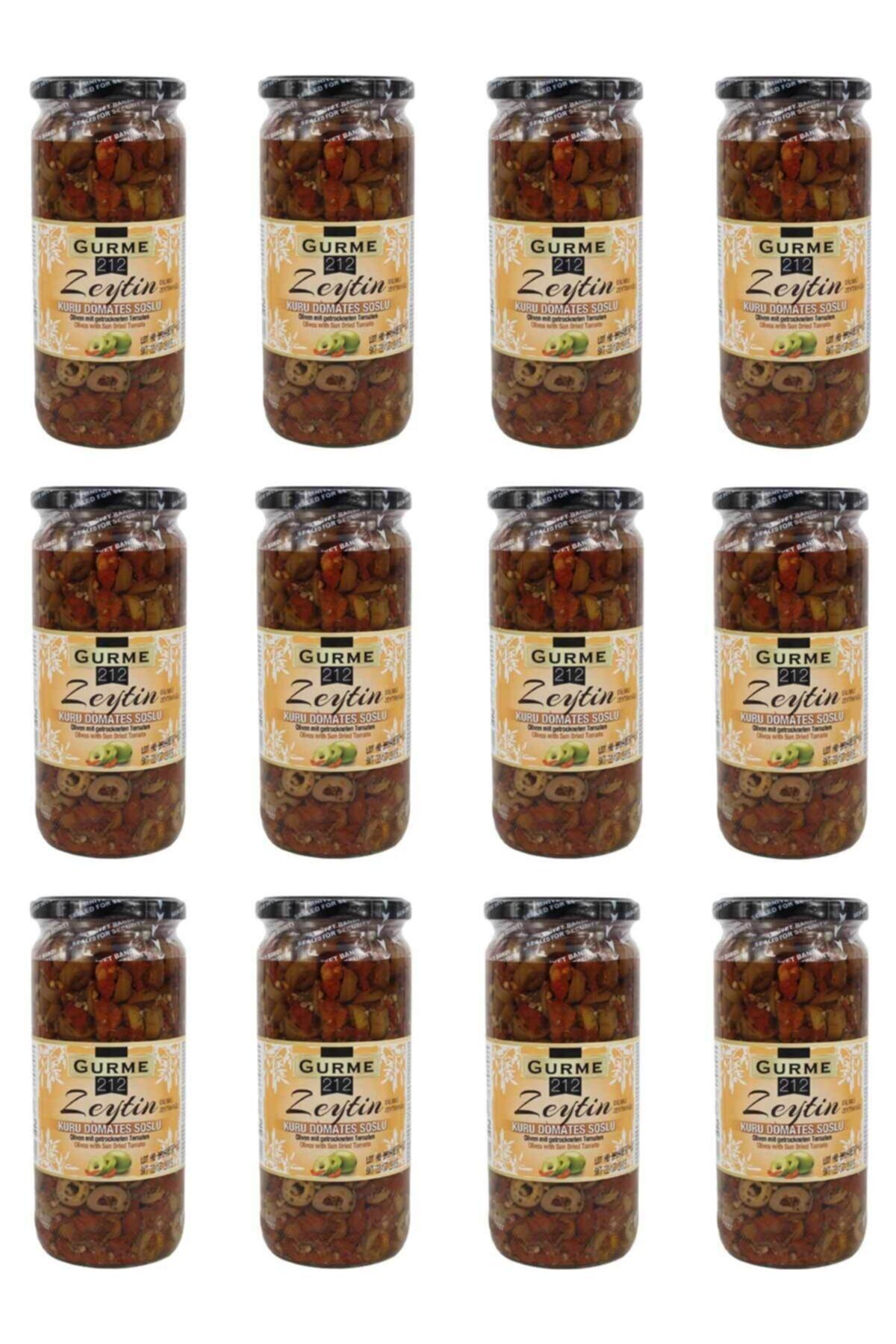 Gurme212 Kurutulmuş Domates Soslu Yeşil Dilim Zeytin (12 Adet X 500ml)
