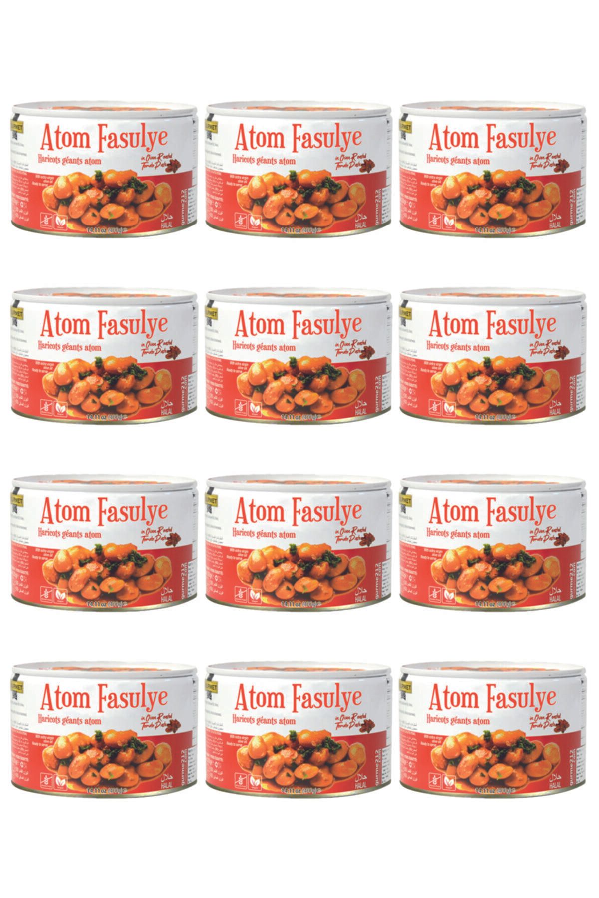 Gurme212 Aç-ye Fasülye Pilaki, Atom Fasülye (12 Adet X 400gr)