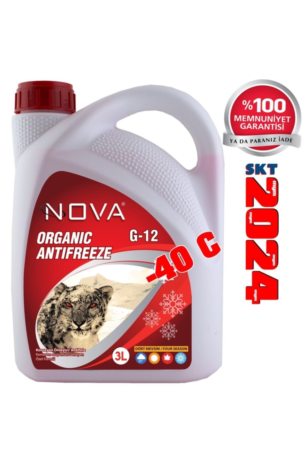 Nova Ultra -40 Derece Organik Kırmızı G12 Antifriz 3 Litre